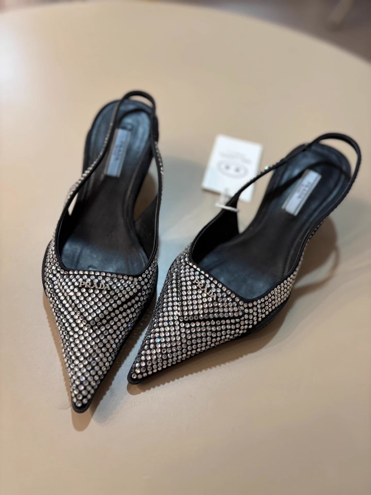 Prada Prada High Pave Pointed Toe Kitten Heel Pumps LN 35.5(36) Size US 5 / IT 35 - 1 Thumbnail