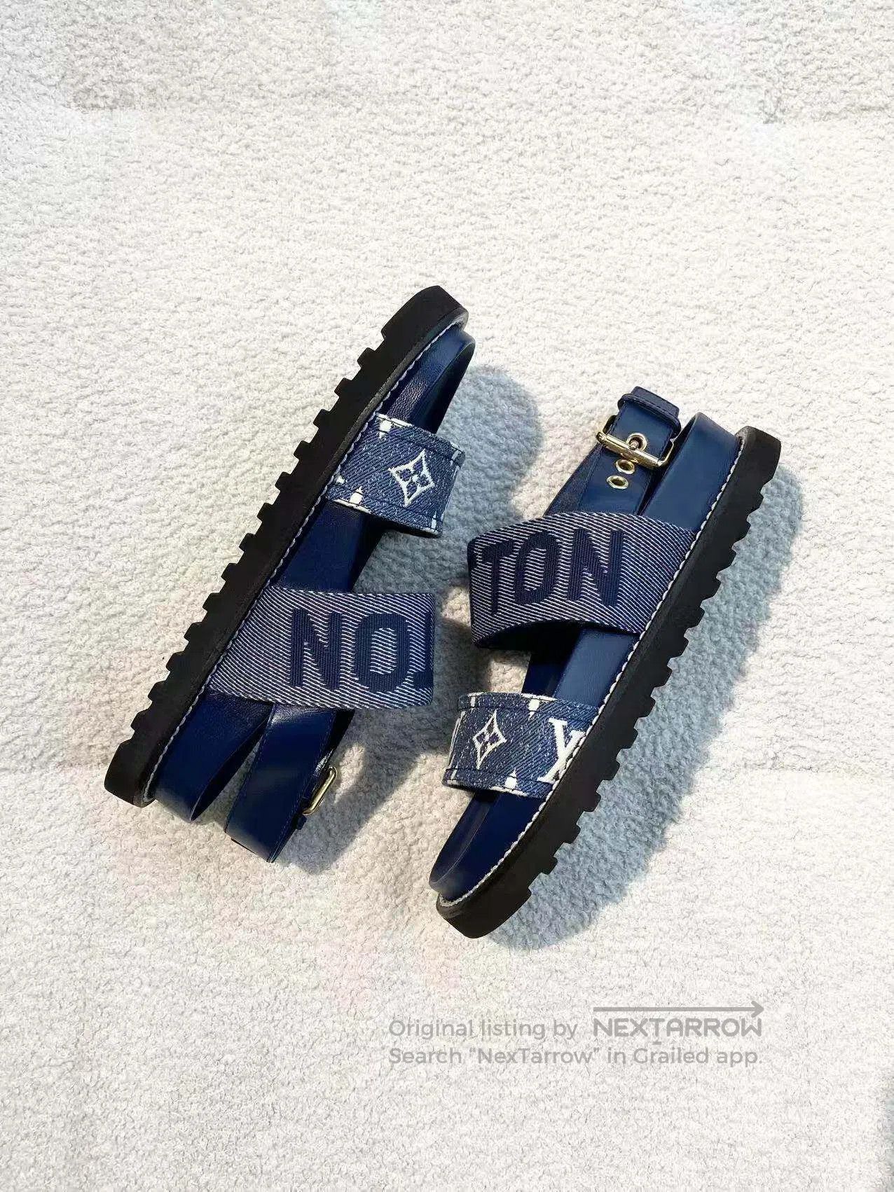 Louis Vuitton Louis Vuitton Denim old flower full of printed sandals| Size US 5.5 / IT 35.5 - 4 Thumbnail