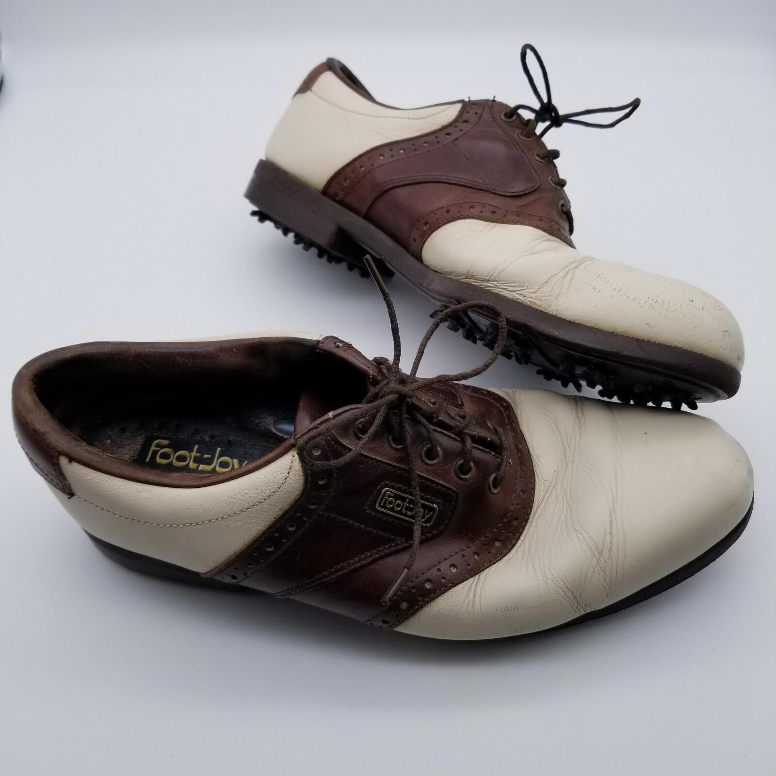 Footjoy Footjoy Dryjoys US 9M Men's Saddle Golf Shoes White/Brown Size ONE SIZE - 1 Thumbnail