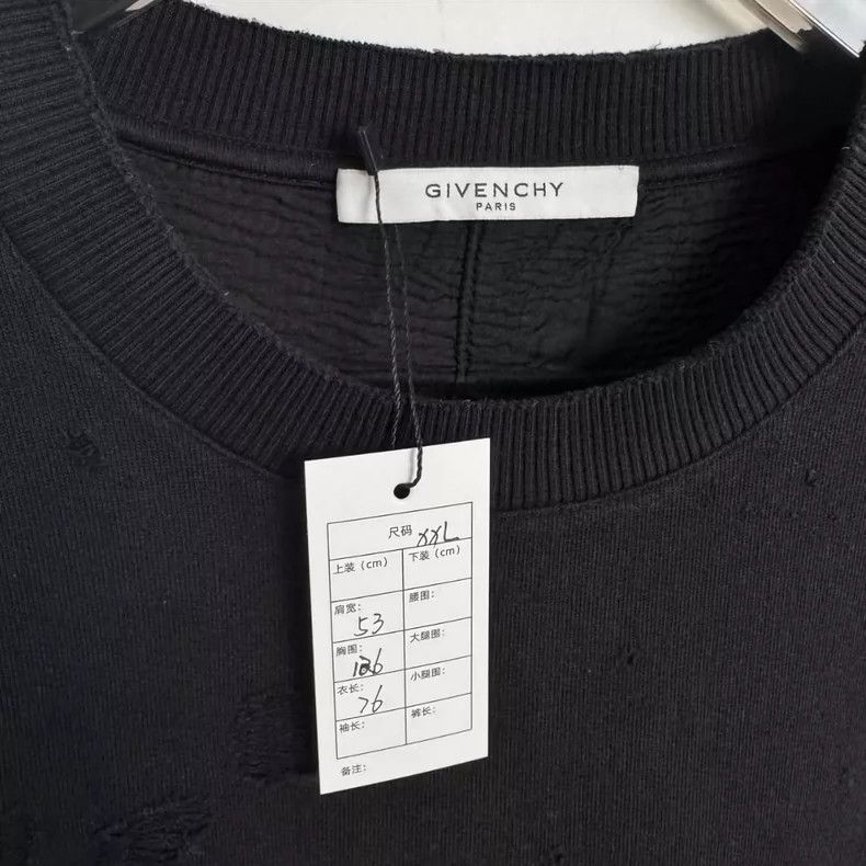 Givenchy Givenchy Black oversized hole logo sweatshirt 2505-Nextarro Size US XXL / EU 58 / 5 - 2 Thumbnail
