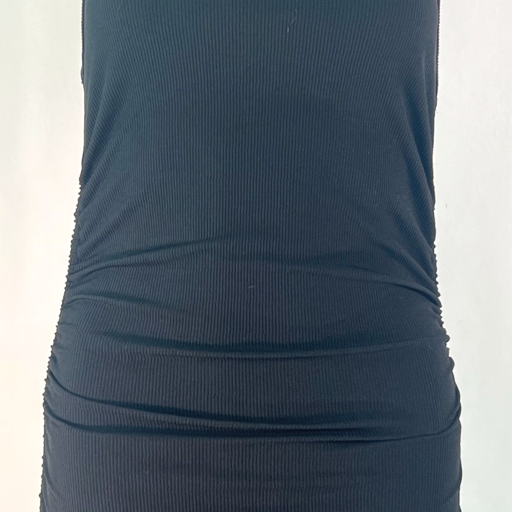 Vintage Womens Dress Bodycon Mini Sleeveless Side Ruched Black Square Neck Size Medium Size M / US 6-8 / IT 42-44 - 6 Thumbnail