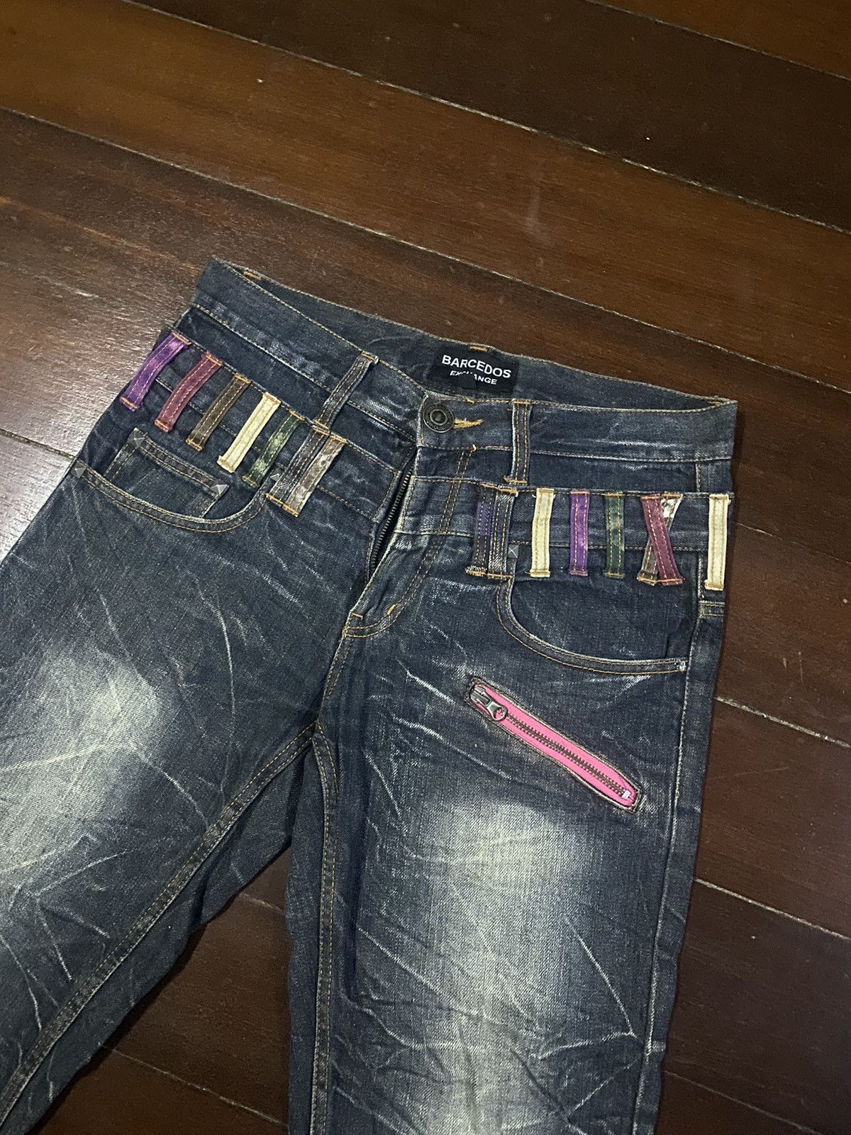 Designer × Japanese Brand Fire 🔥 BARCEDOS EXCHANGE double waist short jeans Size US 31 - 5 Thumbnail