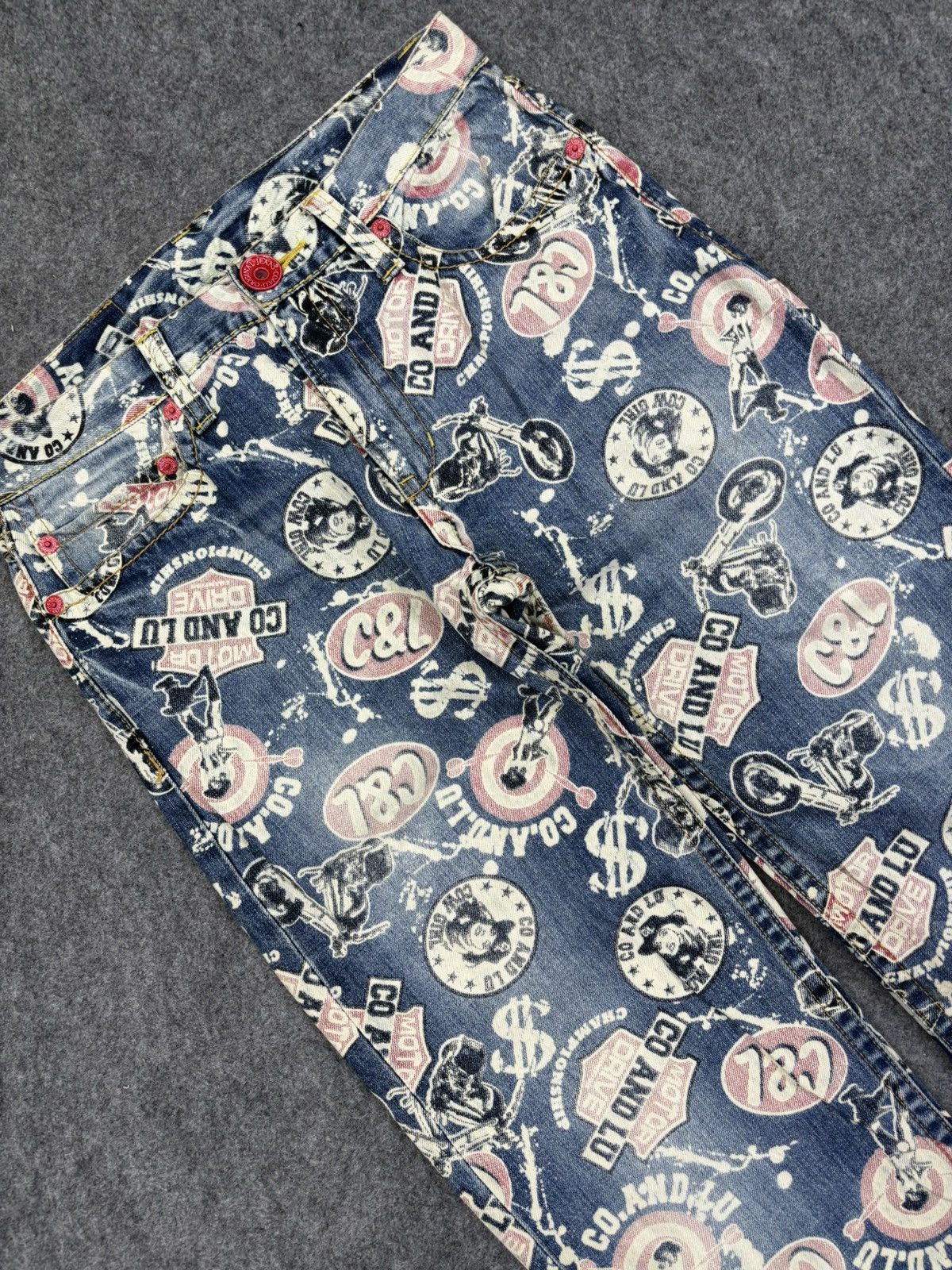 Designer Co&Lu Japan Dope Sick Full Print Denim F750 Size US 31 - 5 Thumbnail