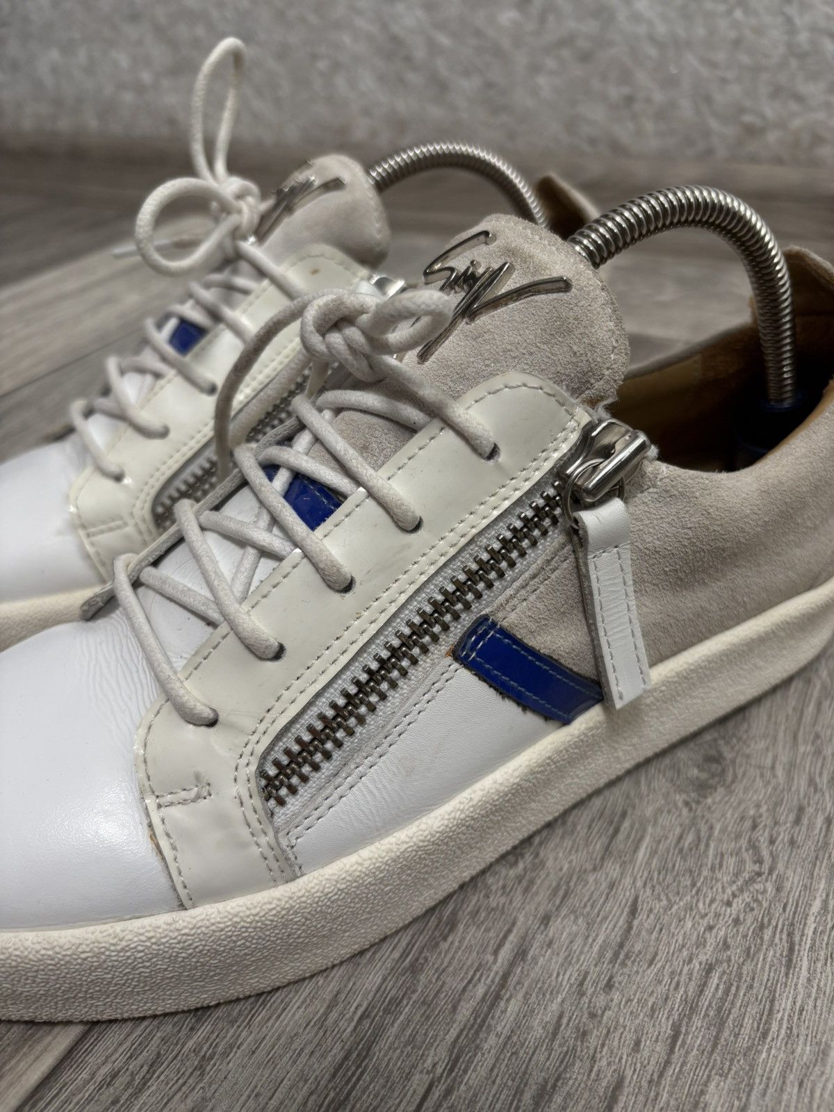 Giuseppe Zanotti Giuseppe Zanotti Men White Leather Zip Sneakers Luxury Size US 8 / EU 41 - 7 Thumbnail