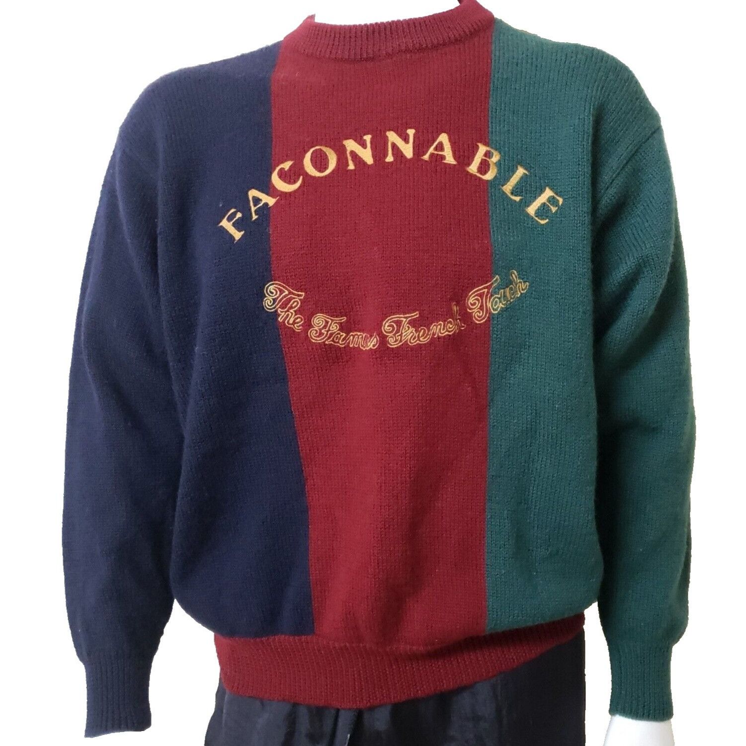 Faconnable Faconnable Wool Sweater Mens L Blue Red Green Crew Neck Thic Size US L / EU 52-54 / 3 - 1 Thumbnail