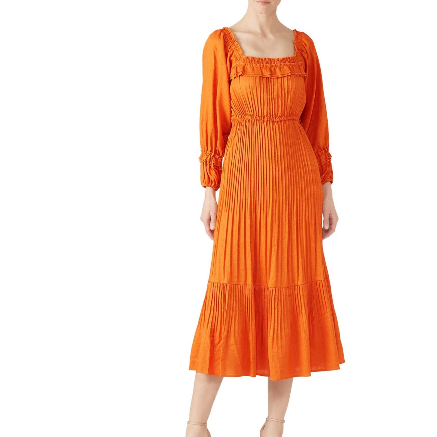 NICHOLAS NICHOLAS Pleated Prairie Dress in Deep Orange Size 0 Size XS / US 0-2 / IT 36-38 - 1 Thumbnail