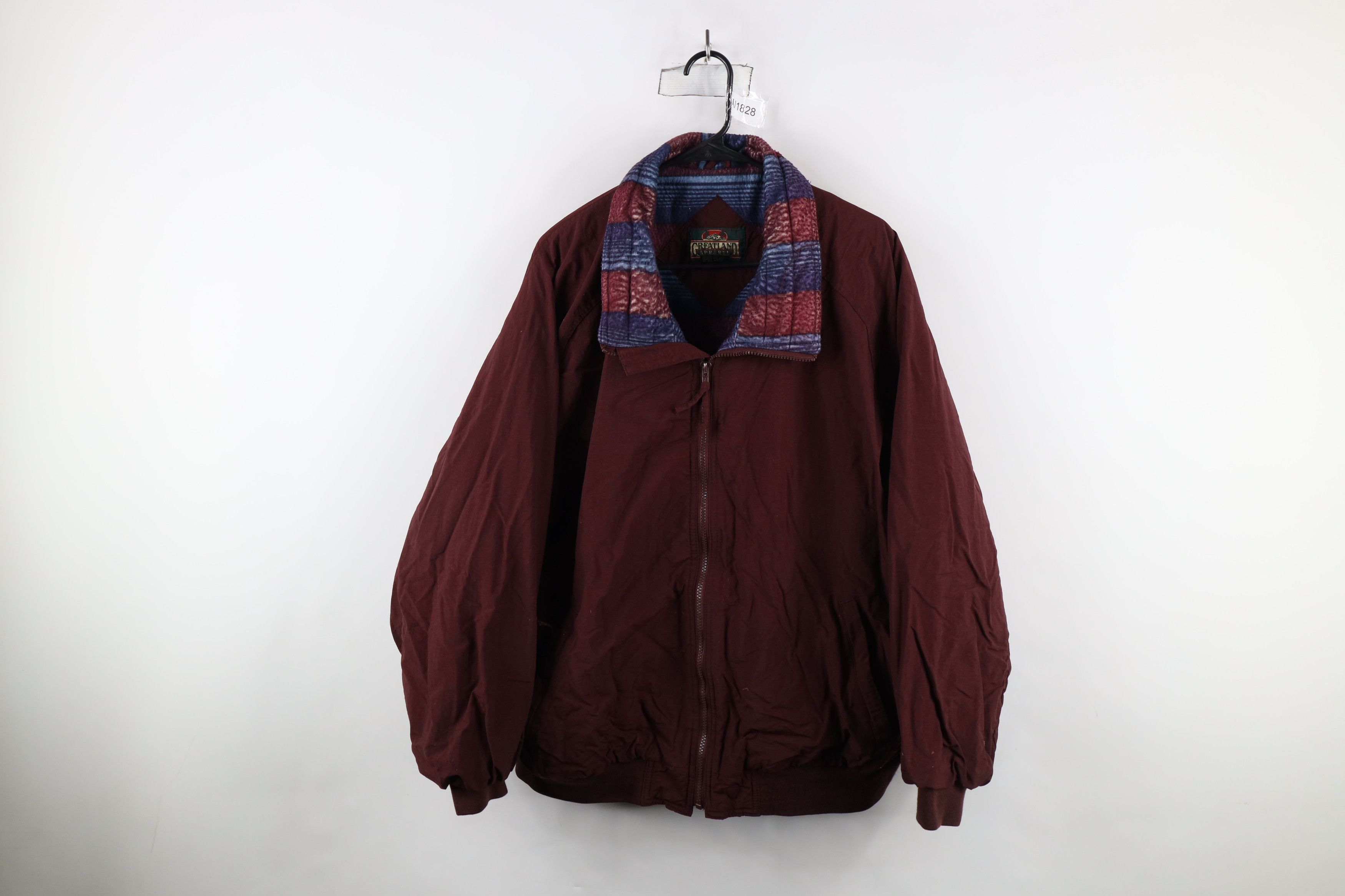 Vintage Vintage 90s Streetwear Fleece Lined Full Zip Jacket Burgundy Size US XXL / EU 58 / 5 - 1 Thumbnail