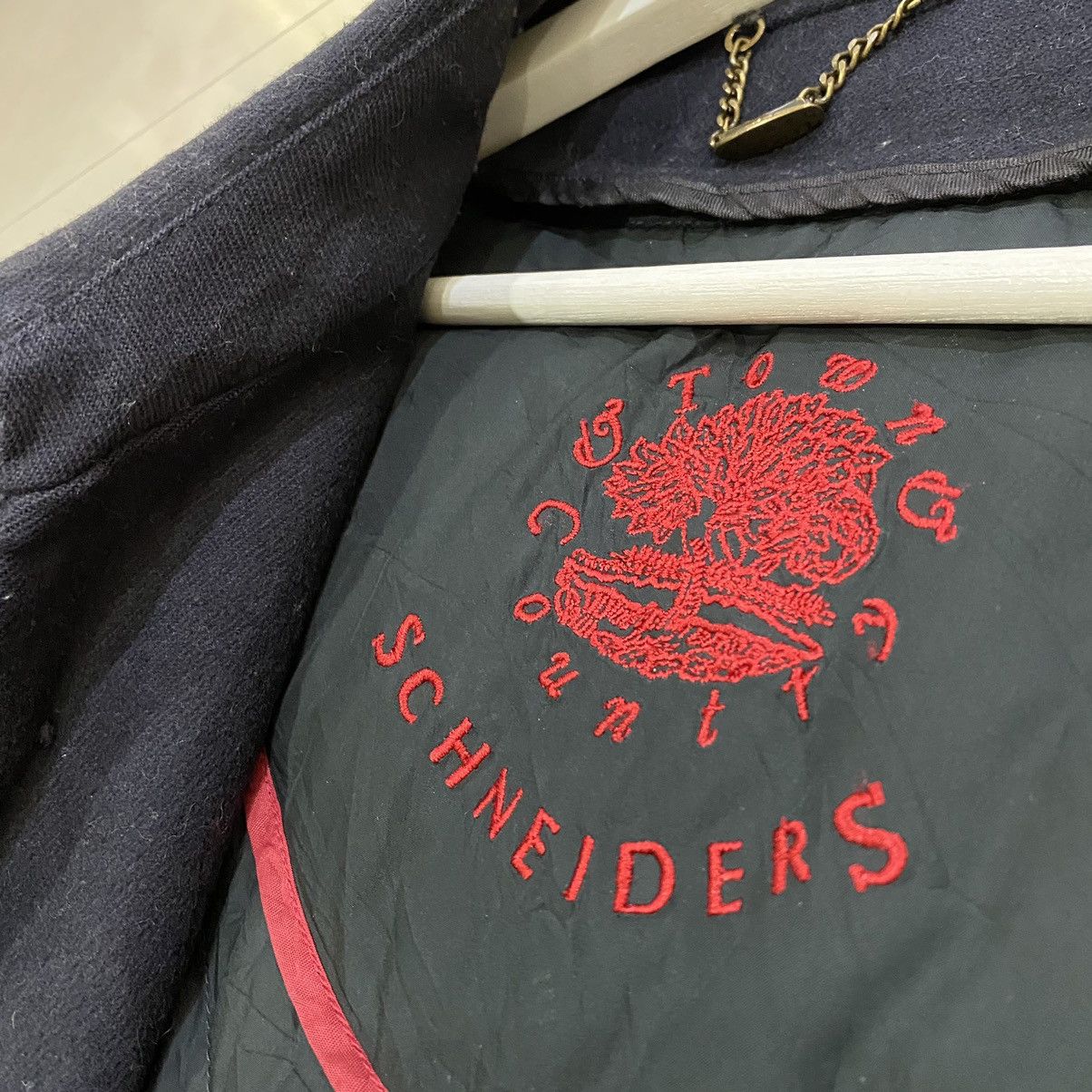 Schneiders ☀️VINTAGE SCHNEIDERS NAVY BLUE WOOL OVERCOATS JACKET Size US L / EU 52-54 / 3 - 9 Thumbnail