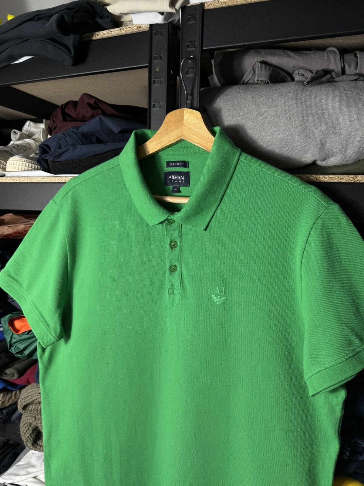 Armani Armani Jeans Polo Shirt Men XXL Green Regular Fit AJ Logo Size US XXL / EU 58 / 5 - 2 Thumbnail