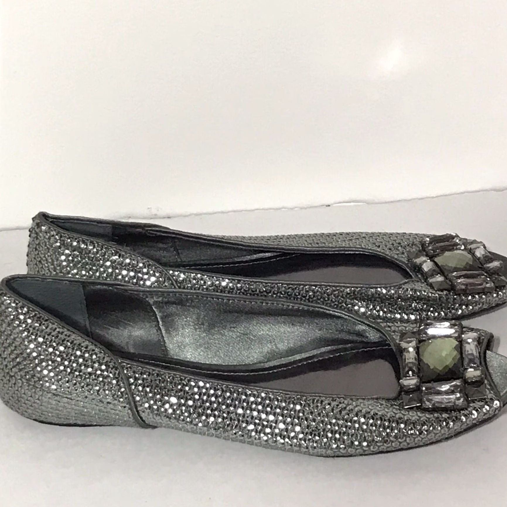 Kenneth Cole Kenneth Cole Reaction Green Sequined Flats Womens Size 8.5 Peep Toe Slip On Size US 9 / IT 39 - 3 Thumbnail