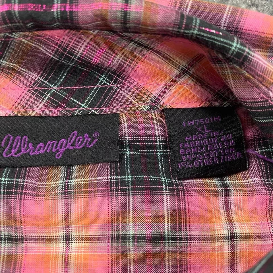 Wrangler Wrangler Shirt Womens XL Plaid Pearl Snap Western Cowgirl Size XL / US 12-14 / IT 48-50 - 3 Thumbnail