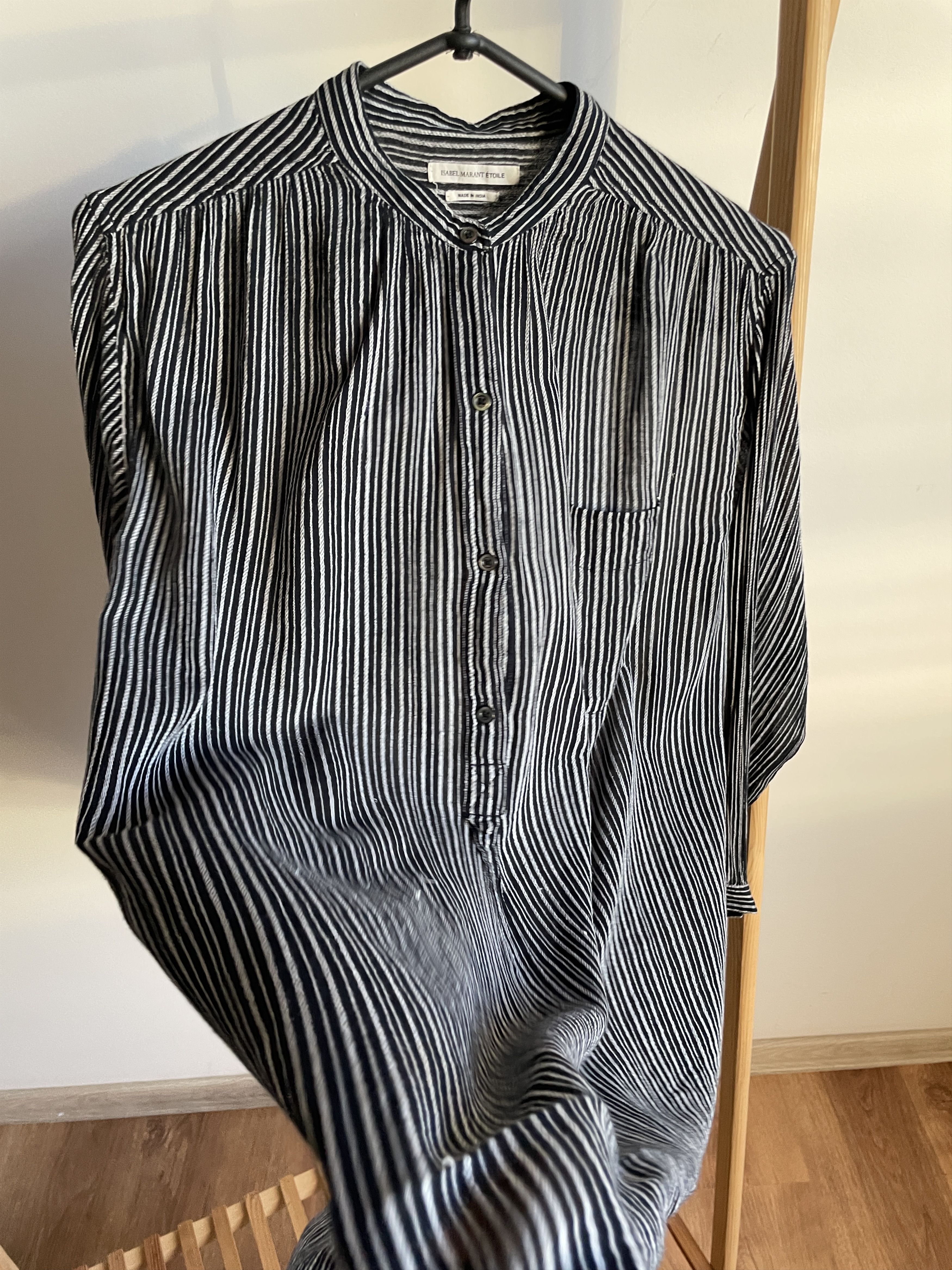 Isabel Marant Etoile Isabel Marant Etoile Collarless Striped Grandad Blouse Size XS / US 0-2 / IT 36-38 - 6 Thumbnail
