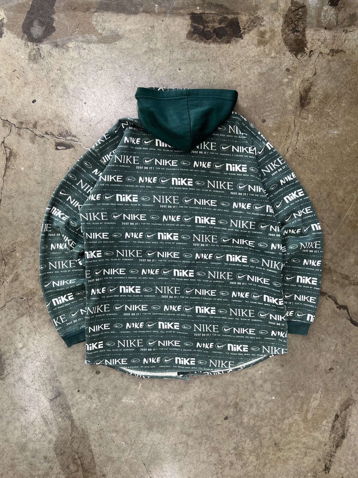 Nike Vintage 90s AOP Nike Button Up Pocket Hoodie OS Size US L / EU 52-54 / 3 - 4 Thumbnail