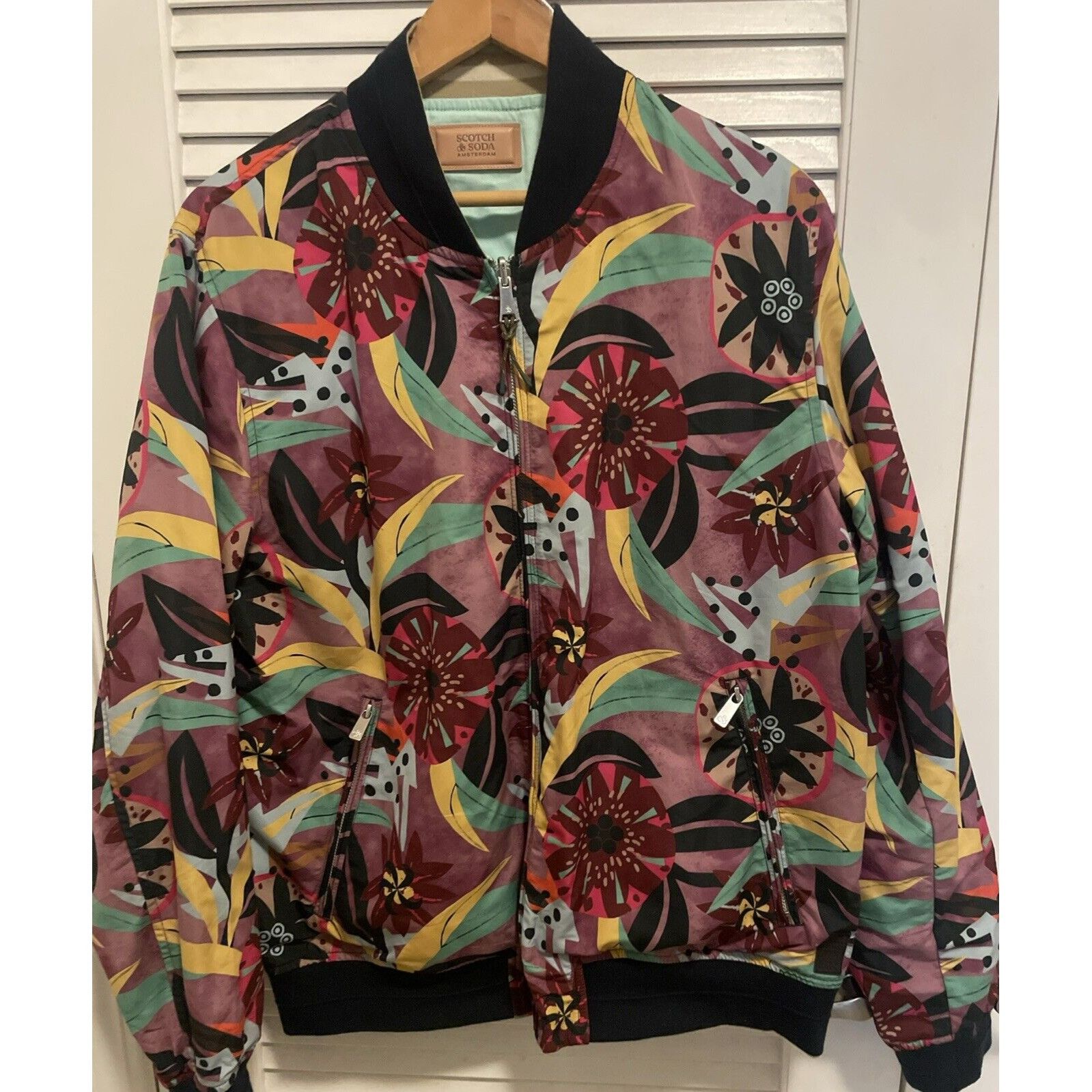 Scotch & Soda Scotch & Soda Mens Size XL Reversible Purple All Over Print Size US XL / EU 56 / 4 - 1 Thumbnail
