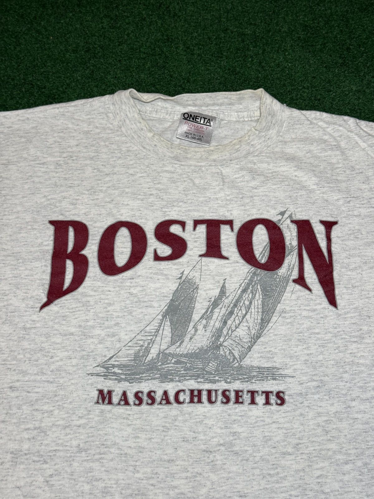 Vintage Vintage 90s Boston Massachusetts Boxy XL Oneita T Shirt Size US XL / EU 56 / 4 - 2 Thumbnail