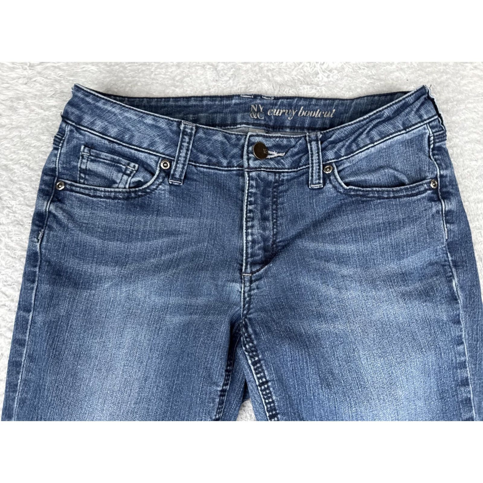 Vintage NY & C Jeans Womens 4 Bootcut Denim Blue Medium Wash 26x31 Stretch Curvy 5-Pocket Zipper Button Logo Embroidered Vintage No Size 27" / US 4 / IT 40 - 4 Thumbnail