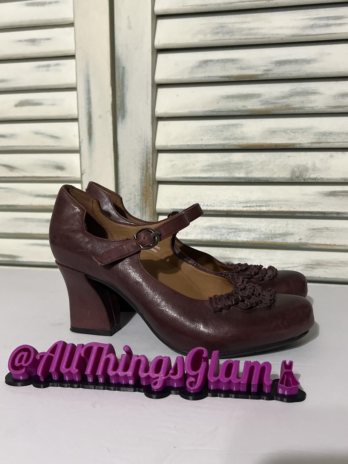 Other Earthies Shipley Merlot Leather Mary Jane Heels Size 7.5 Size US 7 / IT 37 - 1 Thumbnail
