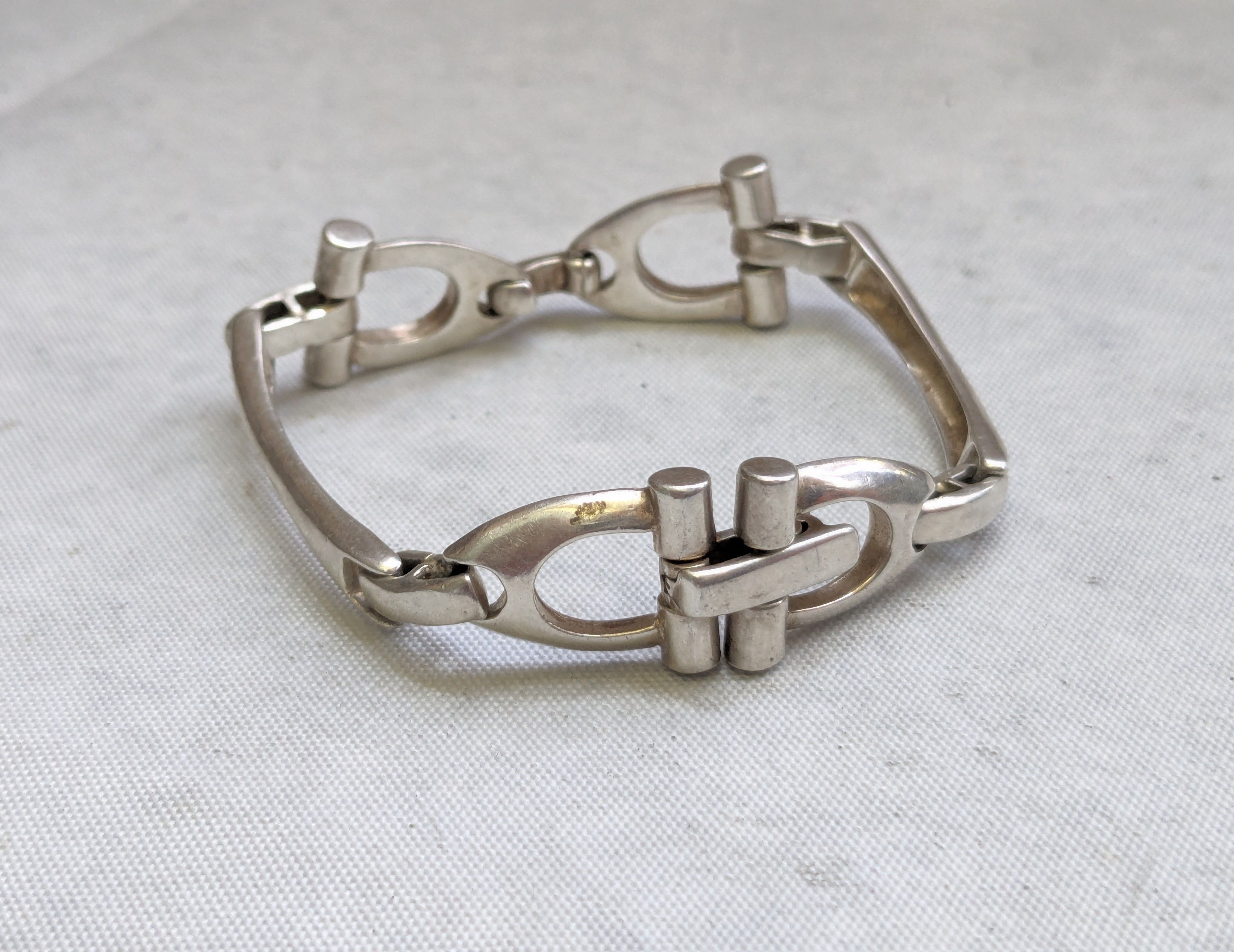 Jewelry Vintage Sterling Silver Bracelet Equestrian 6.75" Size ONE SIZE - 2 Thumbnail
