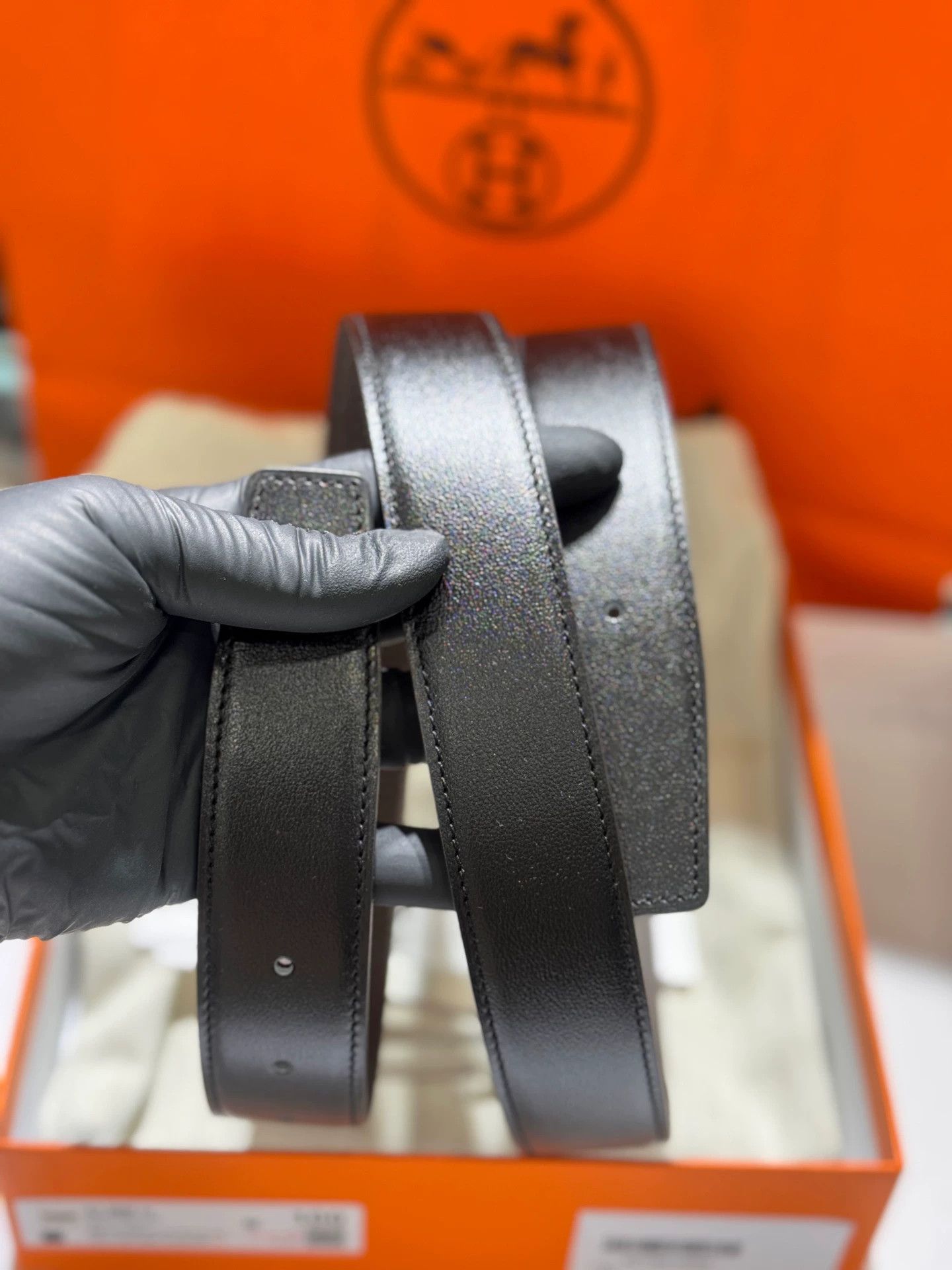 Hermes HERMES Double Cowhide 32mm 100cm Belt Black Choc H Silver K Size ONE SIZE - 7 Thumbnail