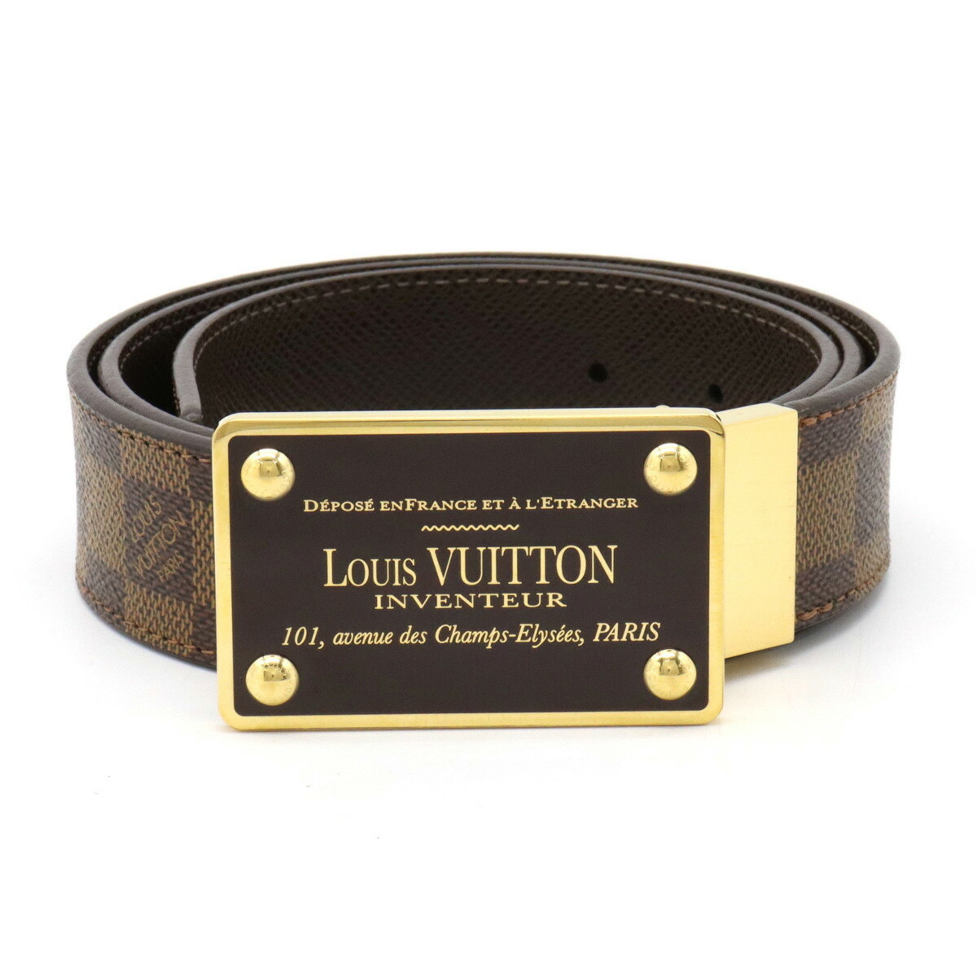 LOUIS VUITTON Leather Suntulle Initial Reversible Belt #80 32 M9521 Black  Brown 97cm Women's