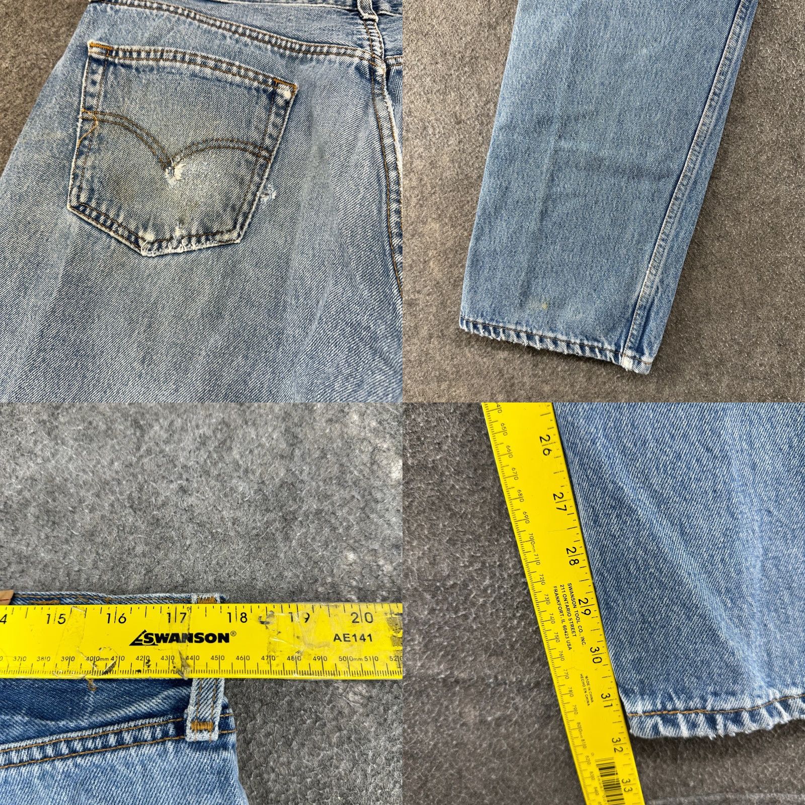 Levi's VINTAGE Levi's 501 Jeans Mens 36x32 Blue Distressed Medium Wash Straight 5-Pocket Denim Jeans Mens Regular Blue Size US 36 / EU 52 - 8 Thumbnail