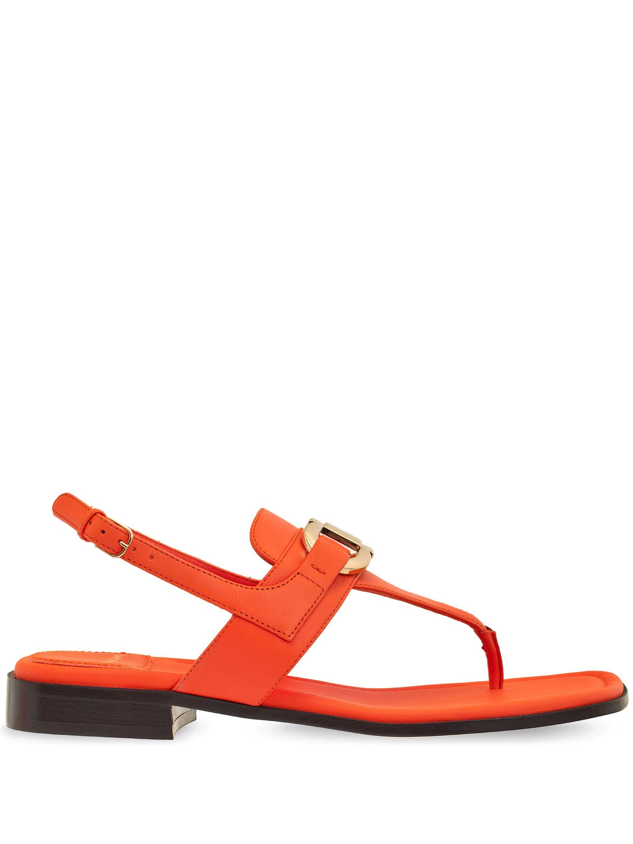 Salvatore Ferragamo o1s1rm0824 Lula Leather Flat Sandals in Orange Size US 5.5 / IT 35.5 - 1 Thumbnail