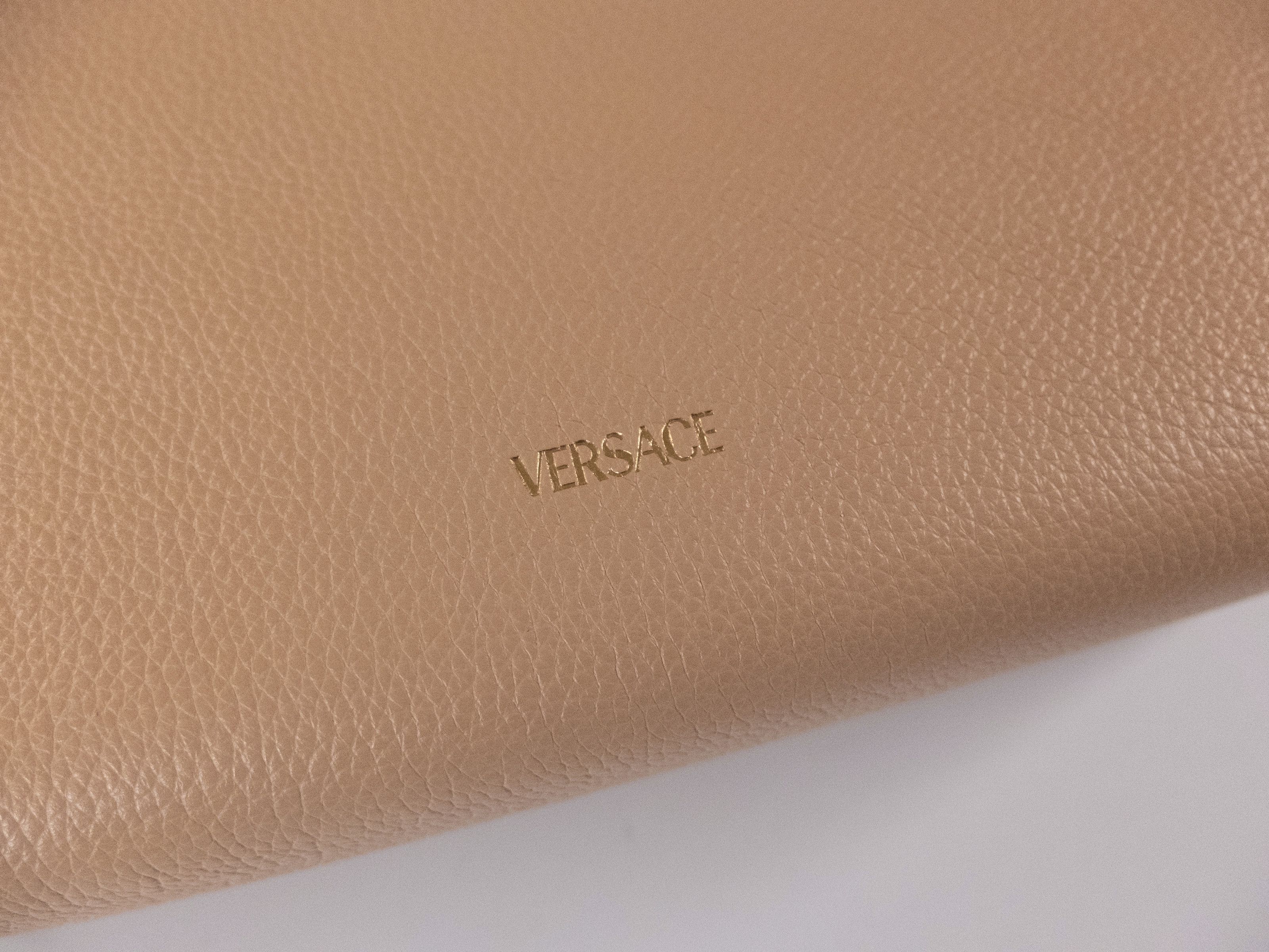 Versace VERSACE Virtus beige barocco V plaque leather shoulder bag Size ONE SIZE - 8 Thumbnail