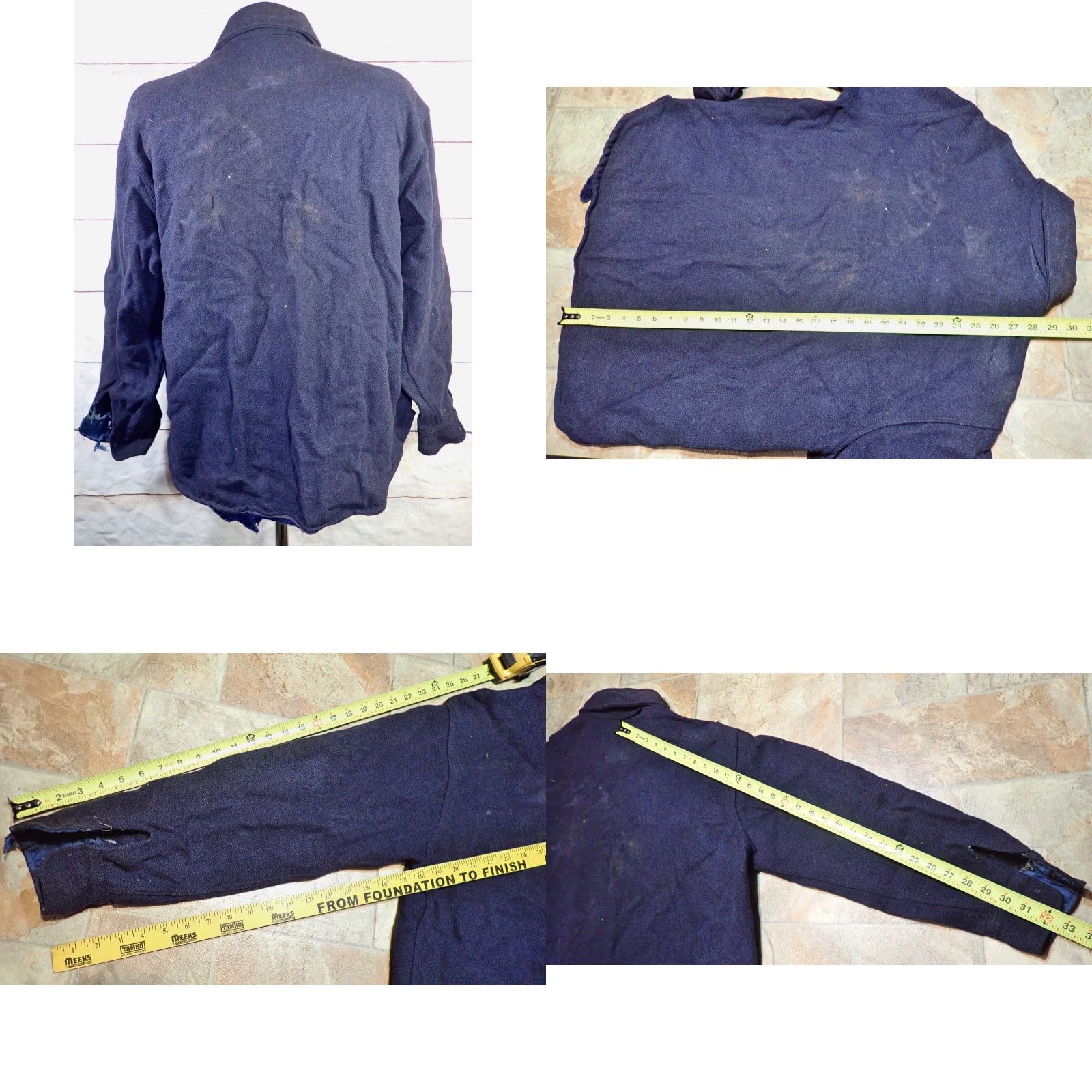 Vintage VINTAGE CPO Shirt For Repair 50s 60s Distressed Heavy Wool Button Up Navy Wool Jacket - Mens L Size US L / EU 52-54 / 3 - 9 Thumbnail