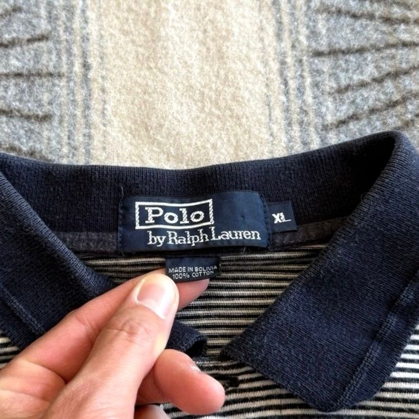 Polo Ralph Lauren Vintage Polo Ralph Lauren Mens Size XL Striped Black Gray Size US XL / EU 56 / 4 - 2 Thumbnail