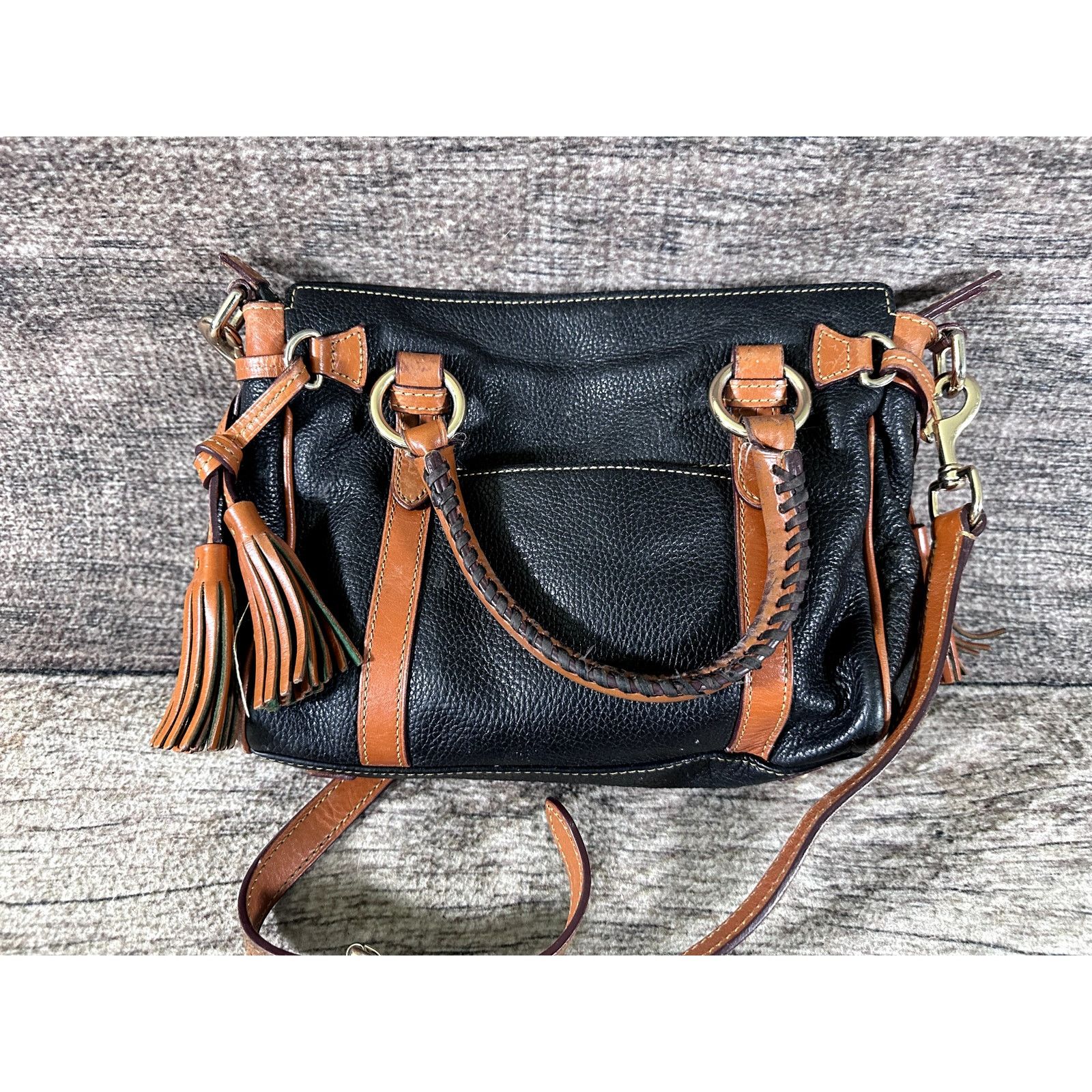 Dooney & Bourke Dooney & Bourke Black Pebble Leather Satchel with Bag Size ONE SIZE - 10 Thumbnail