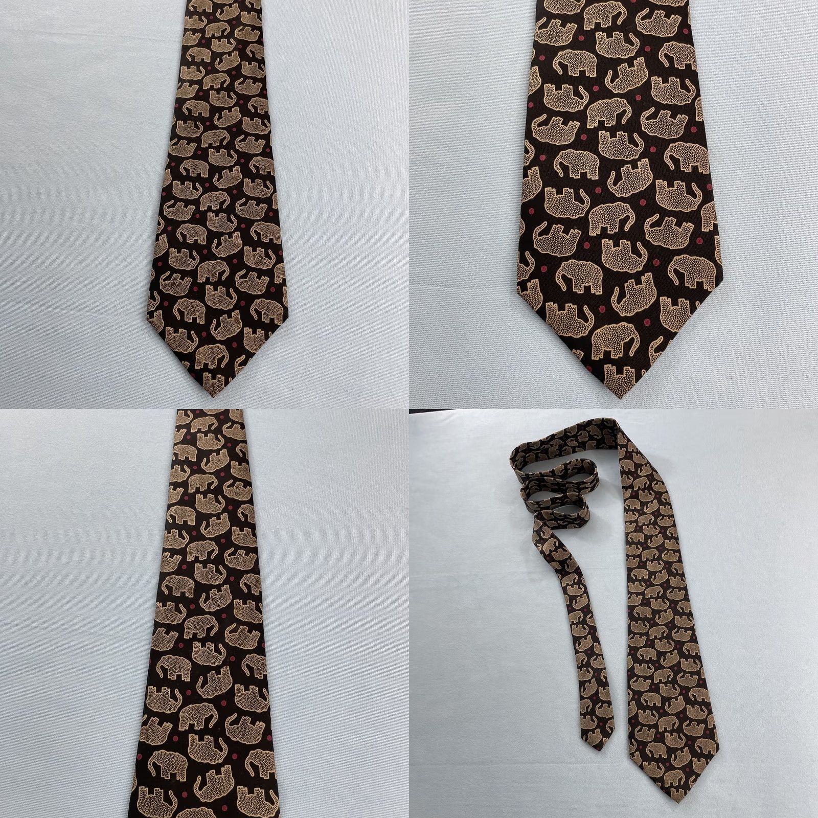 Perry Ellis Perry Ellis Portfolio Vtg Italy Silk Tie Elephant MCM Art Deco Dots Black Yellow Red Wall/Geometric Pattern Tie Mens Size One Size Size ONE SIZE - 9 Thumbnail