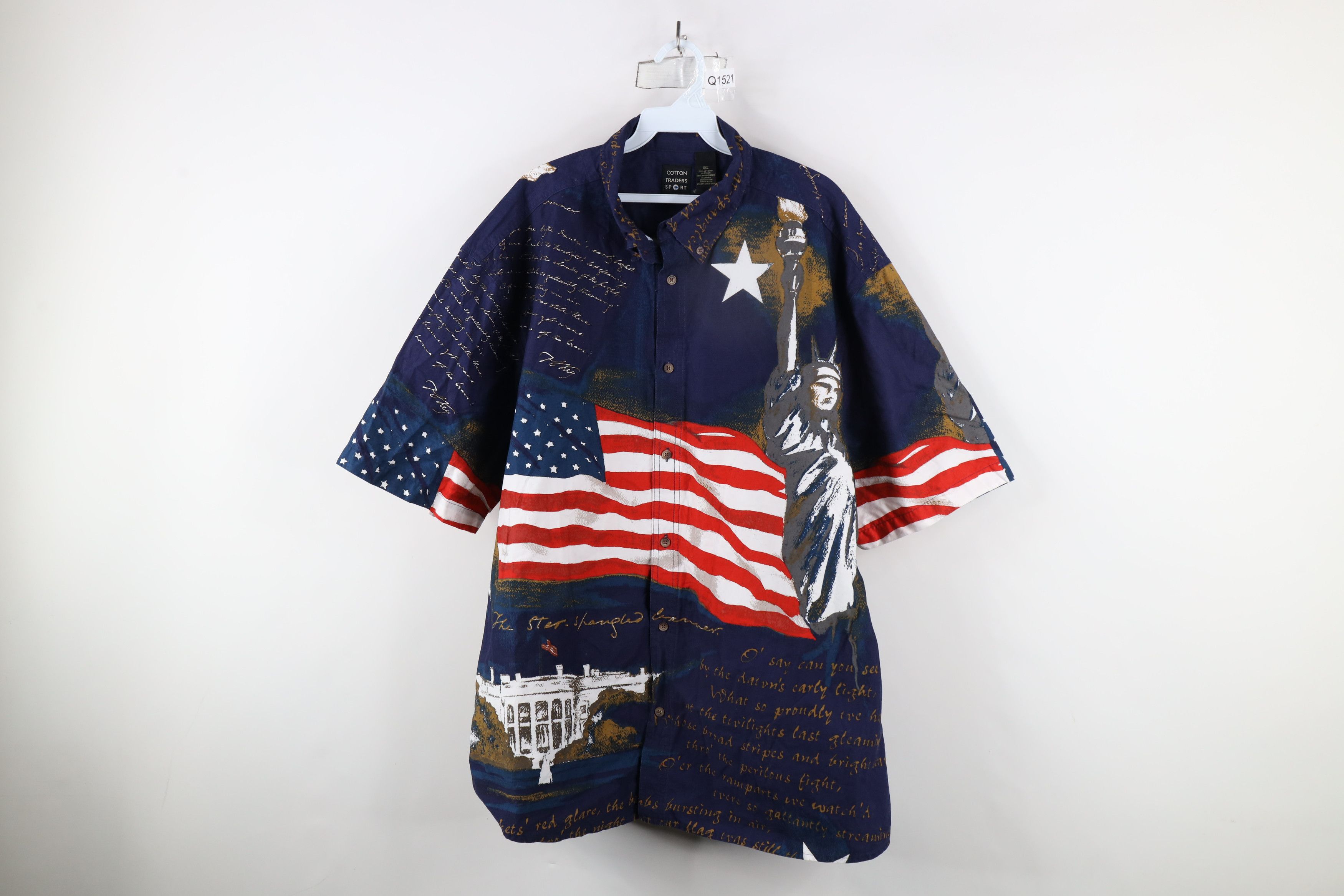 Vintage Vintage 90s Streetwear Flag Statue of Liberty Button Shirt Size US XXL / EU 58 / 5 - 1 Thumbnail