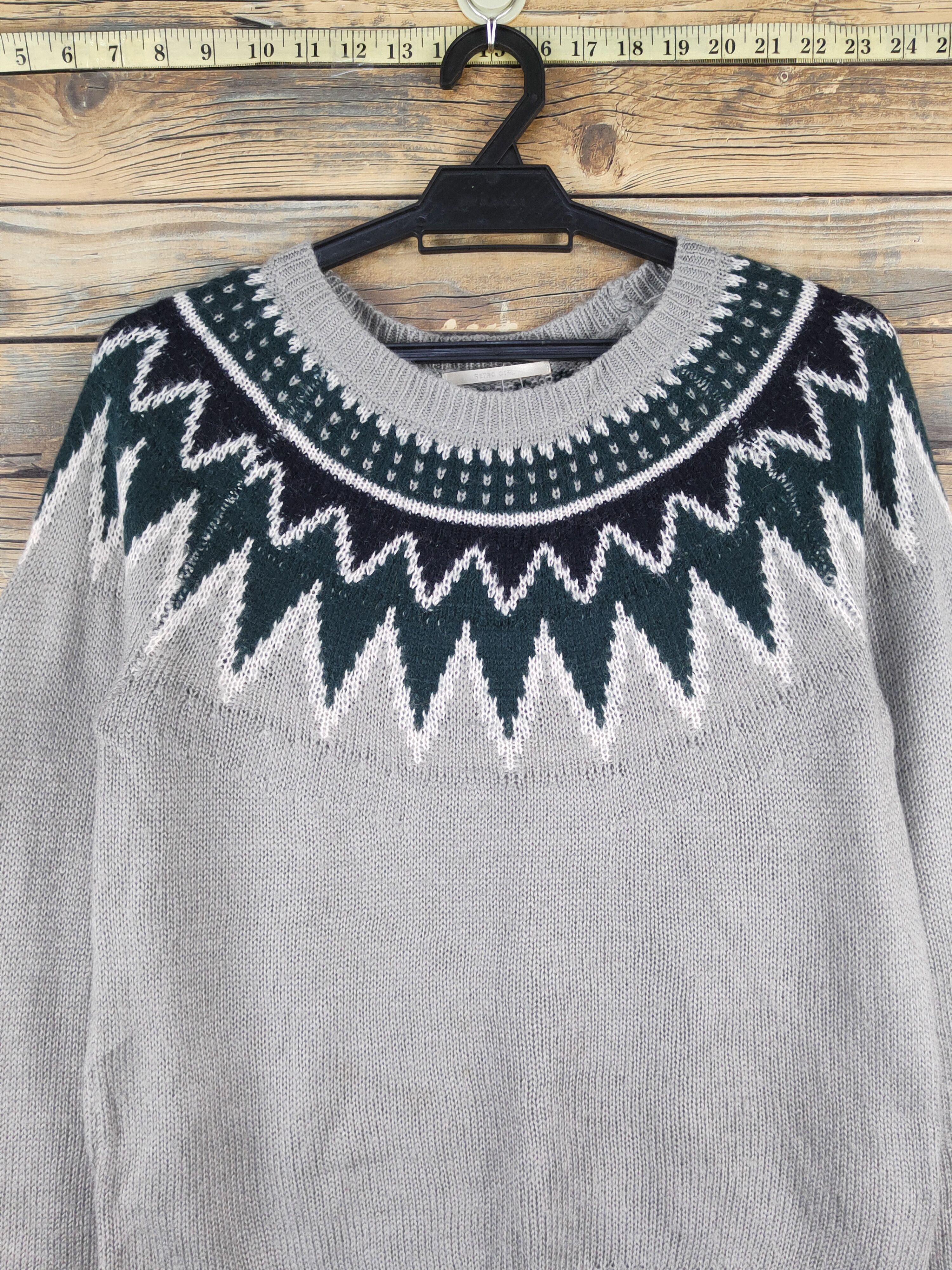 Vintage Retro Girl Gray Knitwear Sweatshirts #W1232 Size M / US 6-8 / IT 42-44 - 2 Thumbnail
