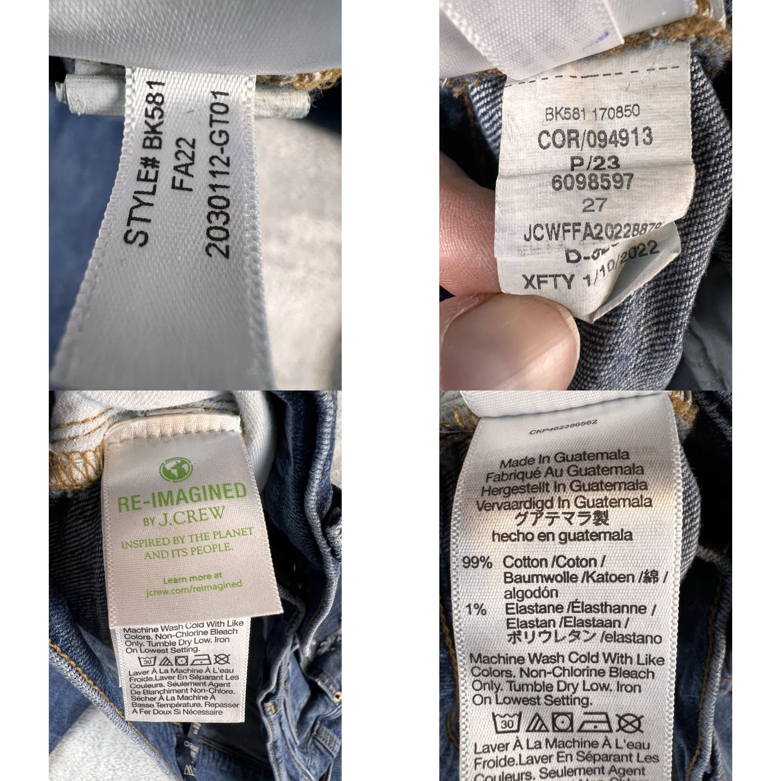 J.Crew VINTAGE J.CREW Slim Boyfriend Jeans Womens 27 Blue Straight Leg Distressed Denim Size 27" / US 4 / IT 40 - 8 Thumbnail