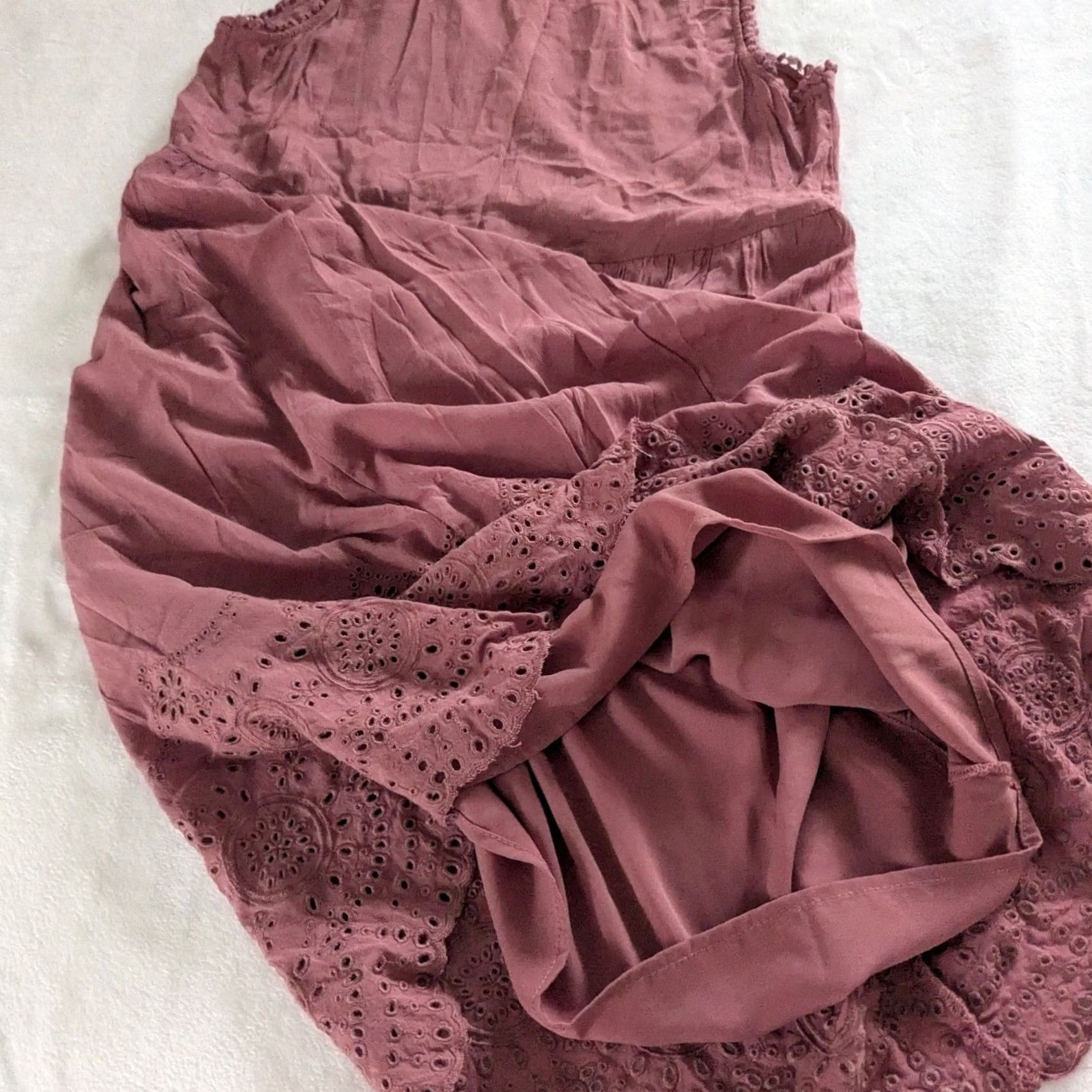 Vintage Knox Rose Embroidered Dress Pink Mauve Sleeveless V-Neck Womens M Size M / US 6-8 / IT 42-44 - 4 Thumbnail
