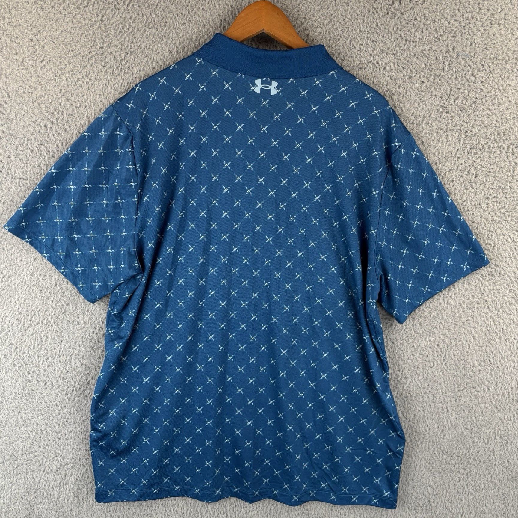 Under Armour Under Armour The Performance Polo Shirt Mens XL Blue Geometric Print Golf Shirt Size US XL / EU 56 / 4 - 6 Thumbnail