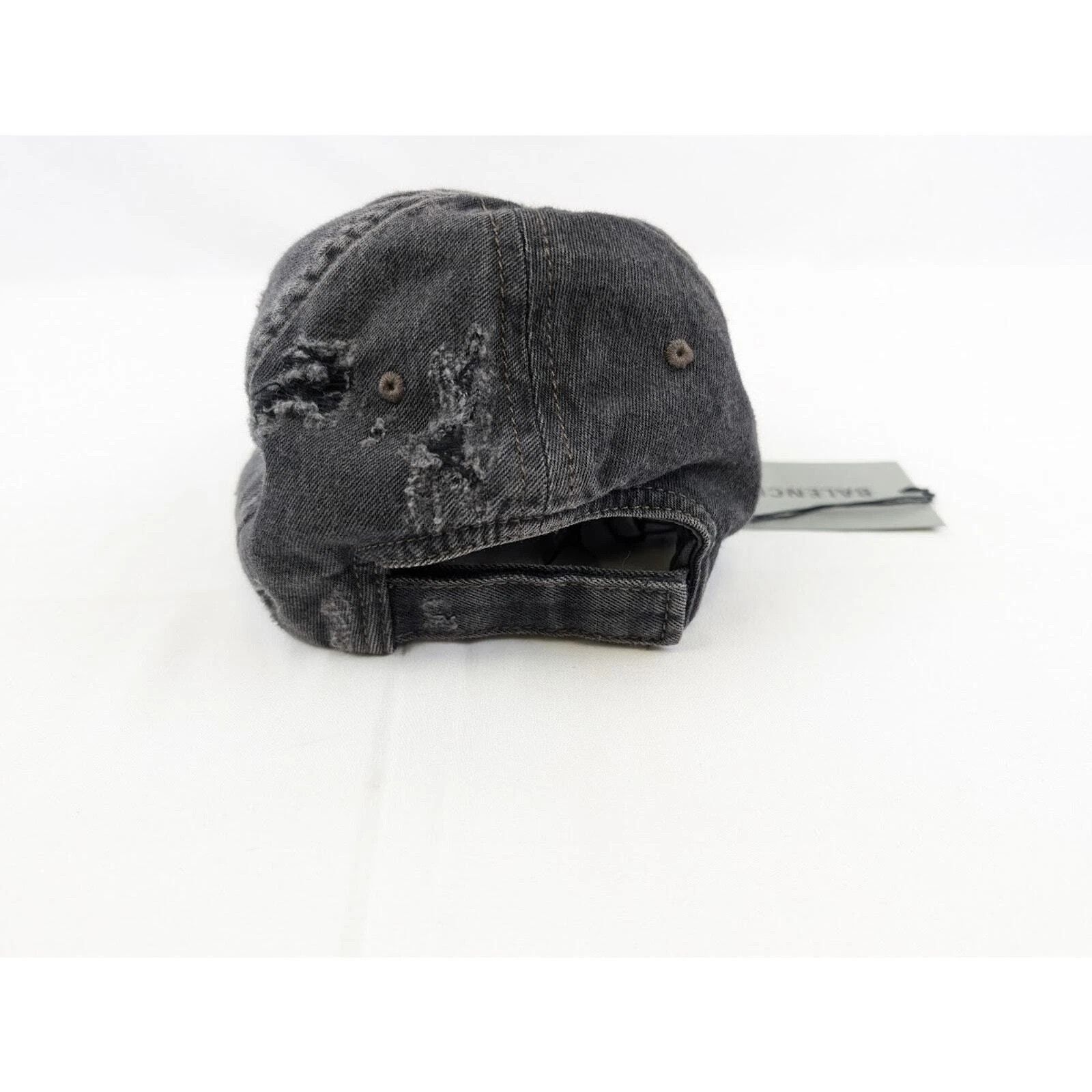 Balenciaga o1rshd1 Q:3 / Distressed Logo Cap / Hat in Charcoal Size ONE SIZE - 8 Thumbnail