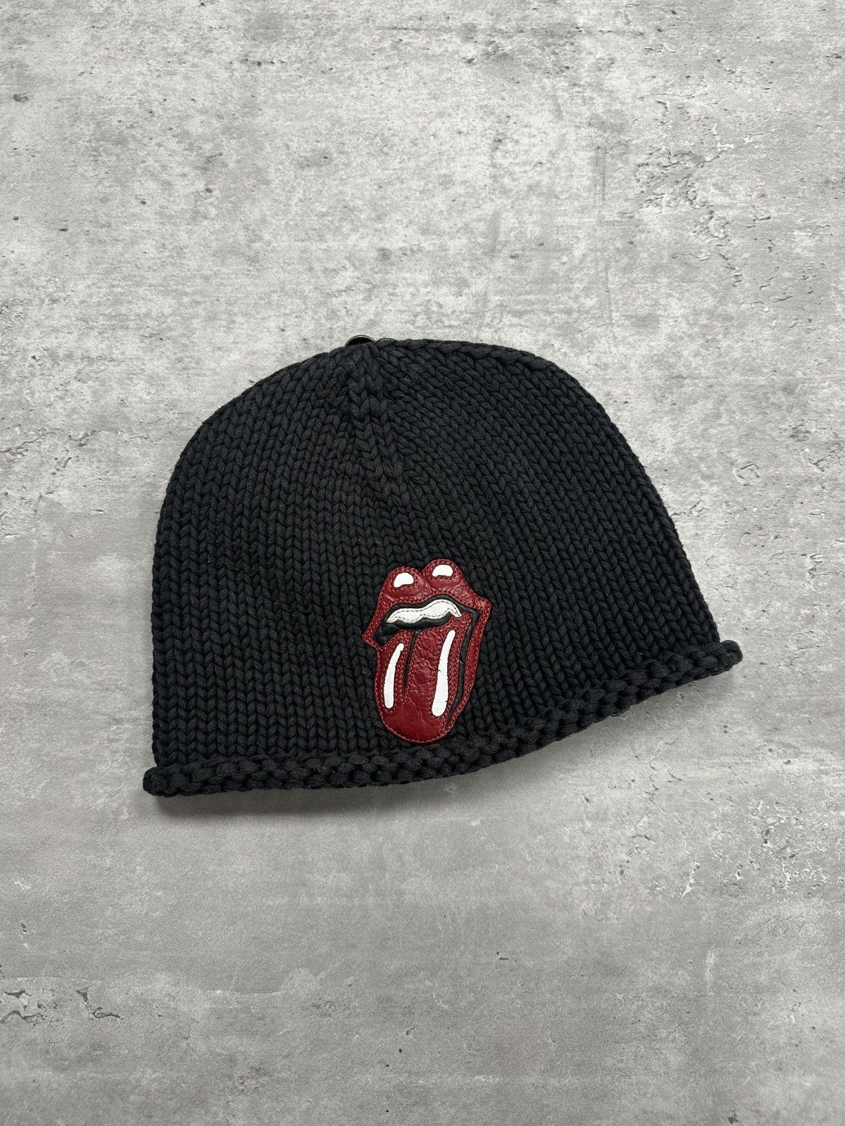 Chrome Hearts Chrome Hearts Vintage Rolling Stones Lips Beanie Faded Black Size ONE SIZE - 1 Thumbnail