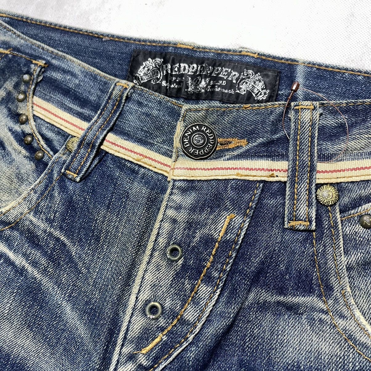 Japanese Brand Red Pepper Skull Stud Distressed Selvedge Waist Denim Pant Size US 31 - 6 Thumbnail