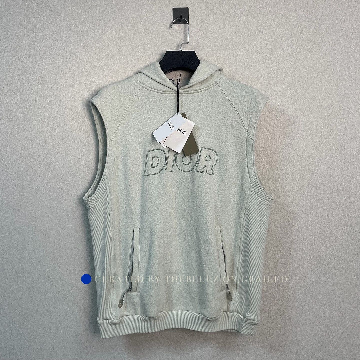 Dior Logo Embroidered Sleeveless Hoodie in Green Size US XL / EU 56 / 4 - 1 Thumbnail