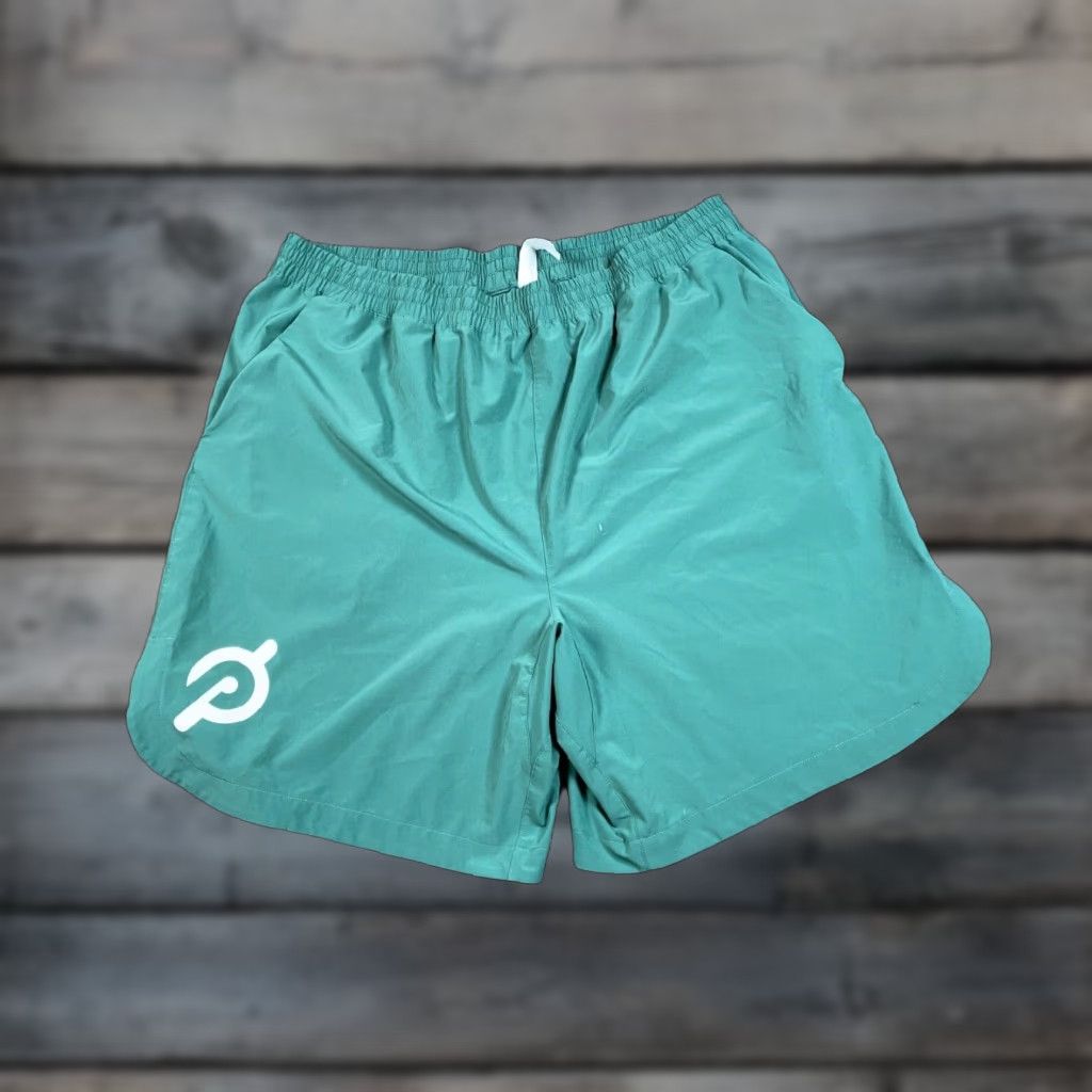 Vintage Peloton Men's XL Green Inseam 8" Training Shorts Drawstring Unlined Cycling Pockets Polyester Spandex Athletic Activewear Regular Brand Peloton Size US 36 / EU 52 - 1 Thumbnail