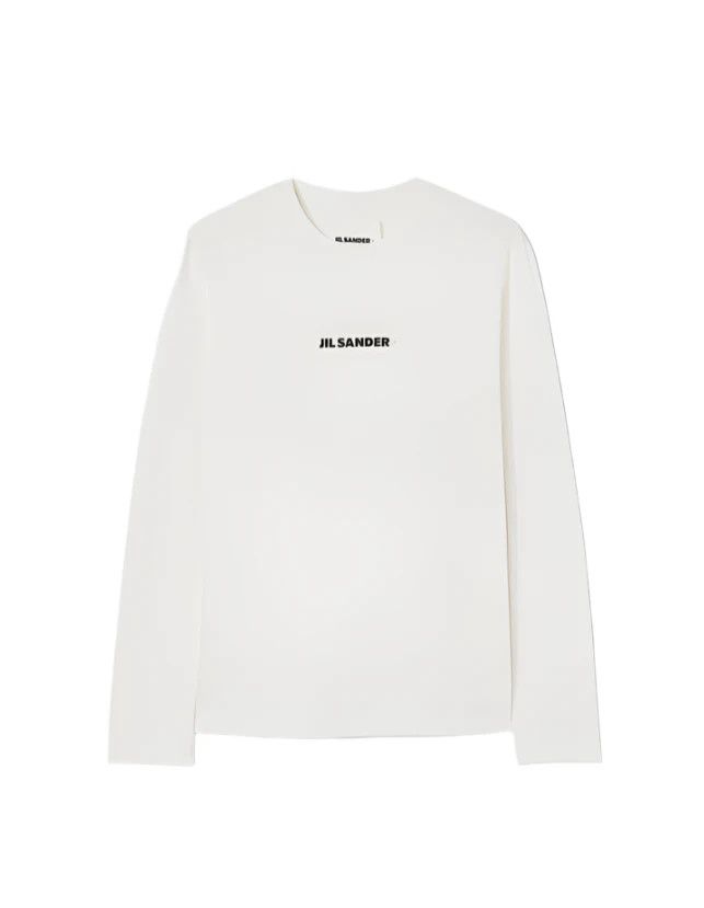Jil Sander o1s22i1n0125 Logo Print Long Sleeve T-Shirt in White Size S / US 4 / IT 40 - 1 Thumbnail