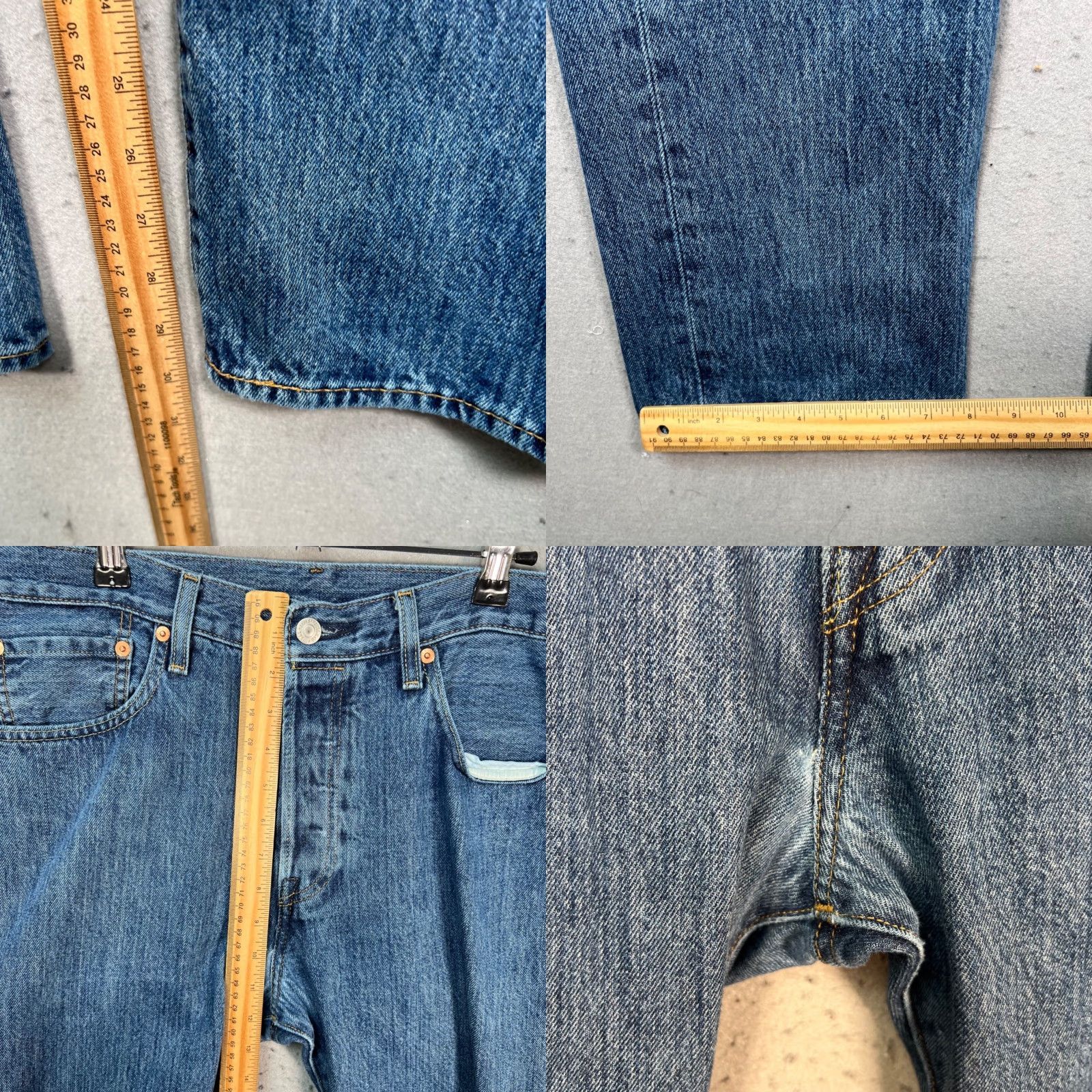 Levi's Levi's 501 Jeans Mens 33x31 Blue Denim Button Fly 100% Cotton Regular Fit Vintage: No Size US 33 - 8 Thumbnail