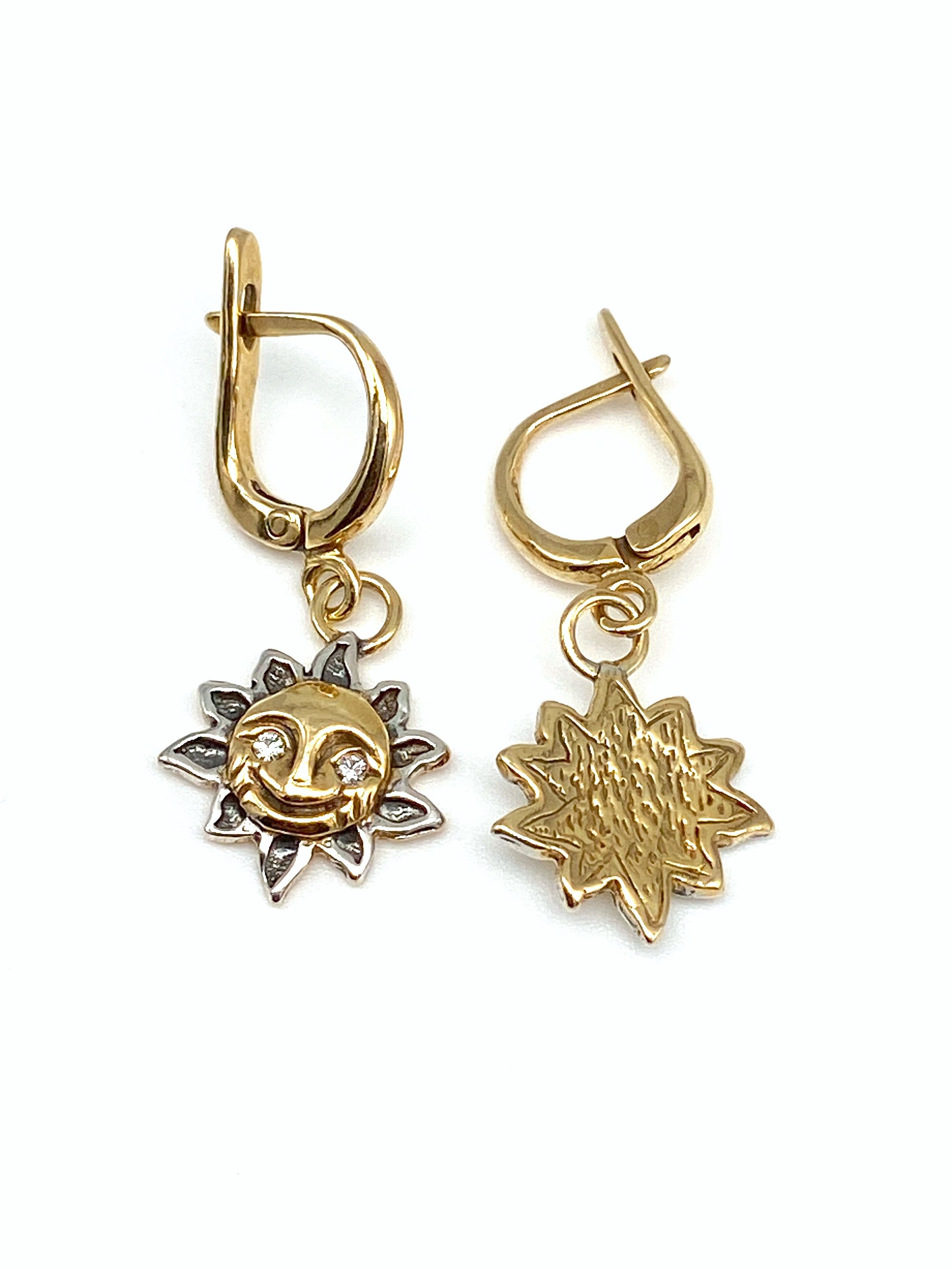 Handmade × Sterling Silver Sun Smile 925 Sterling Silver Dangle Earrings Size ONE SIZE - 4 Thumbnail