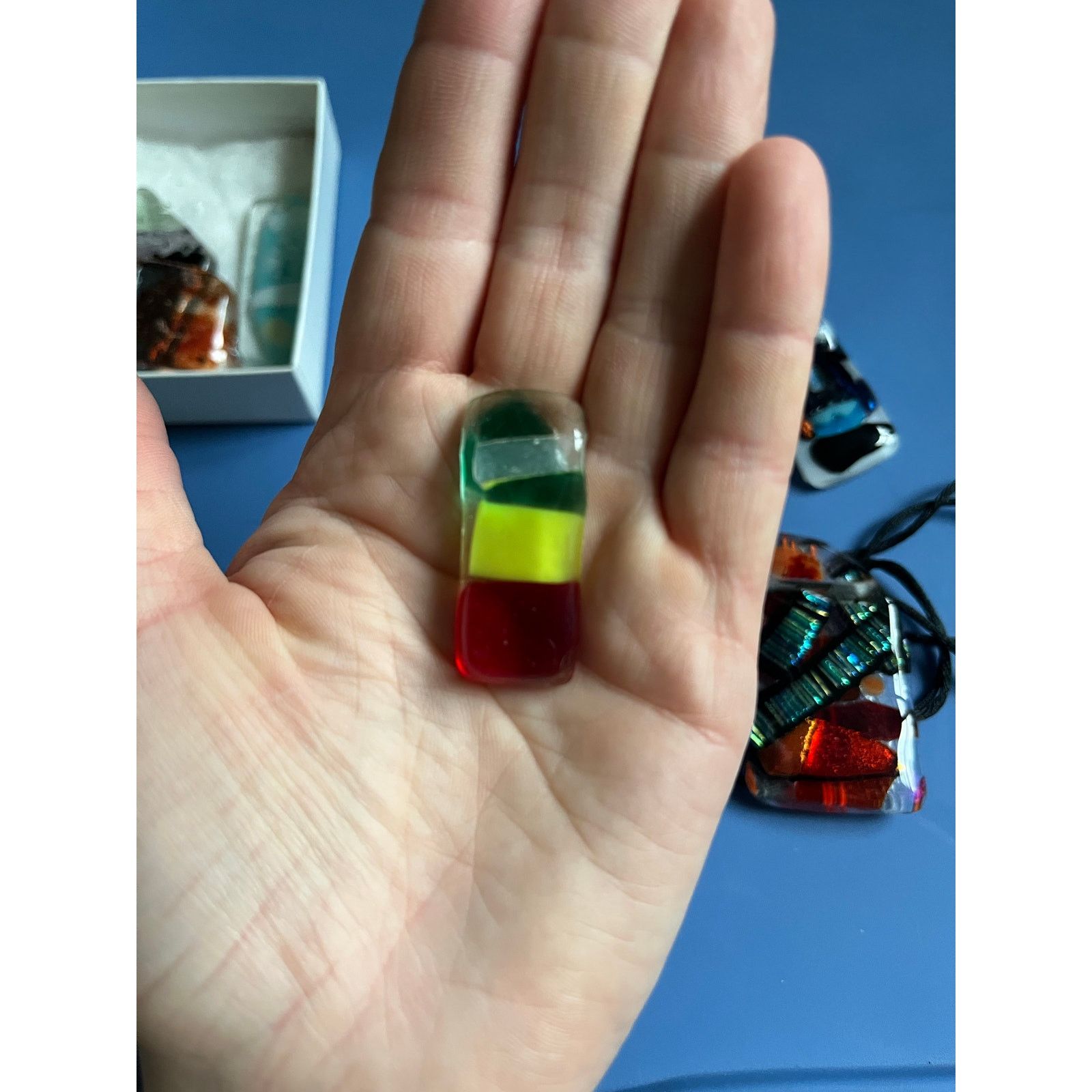 Handmade Lot of 7 Handmade Fused Glass Pendants Size ONE SIZE - 7 Thumbnail