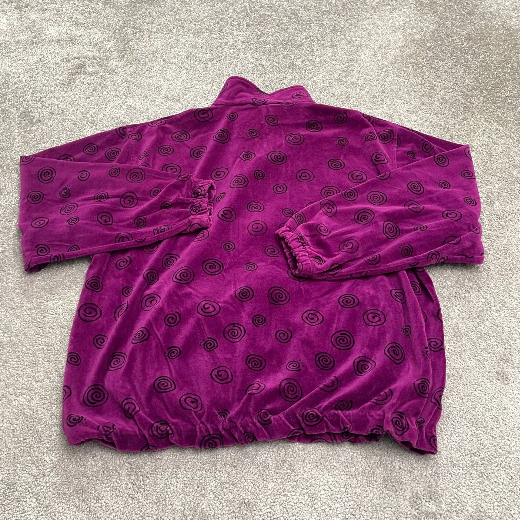 Vintage Unbranded Velousr Sweatshirt Jacket Full Zip Women XL Purple Polka Pocket Casual Size XL / US 12-14 / IT 48-50 - 3 Thumbnail