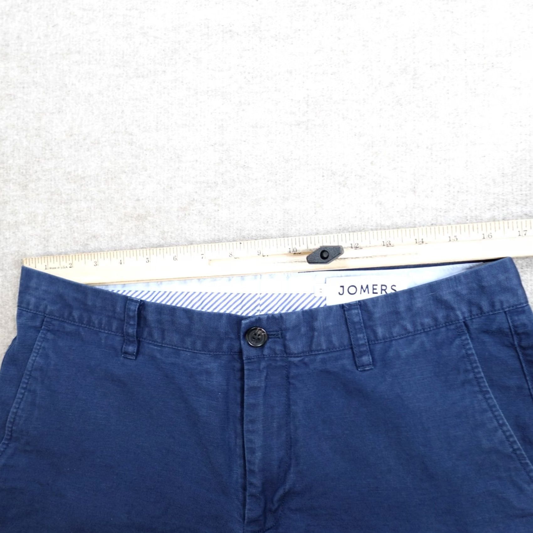 Vintage Jommers Mens Chino Shorts 33 Blue Solid Linen Blend Casual Baird McNutt Size US 32 / EU 48 - 4 Thumbnail