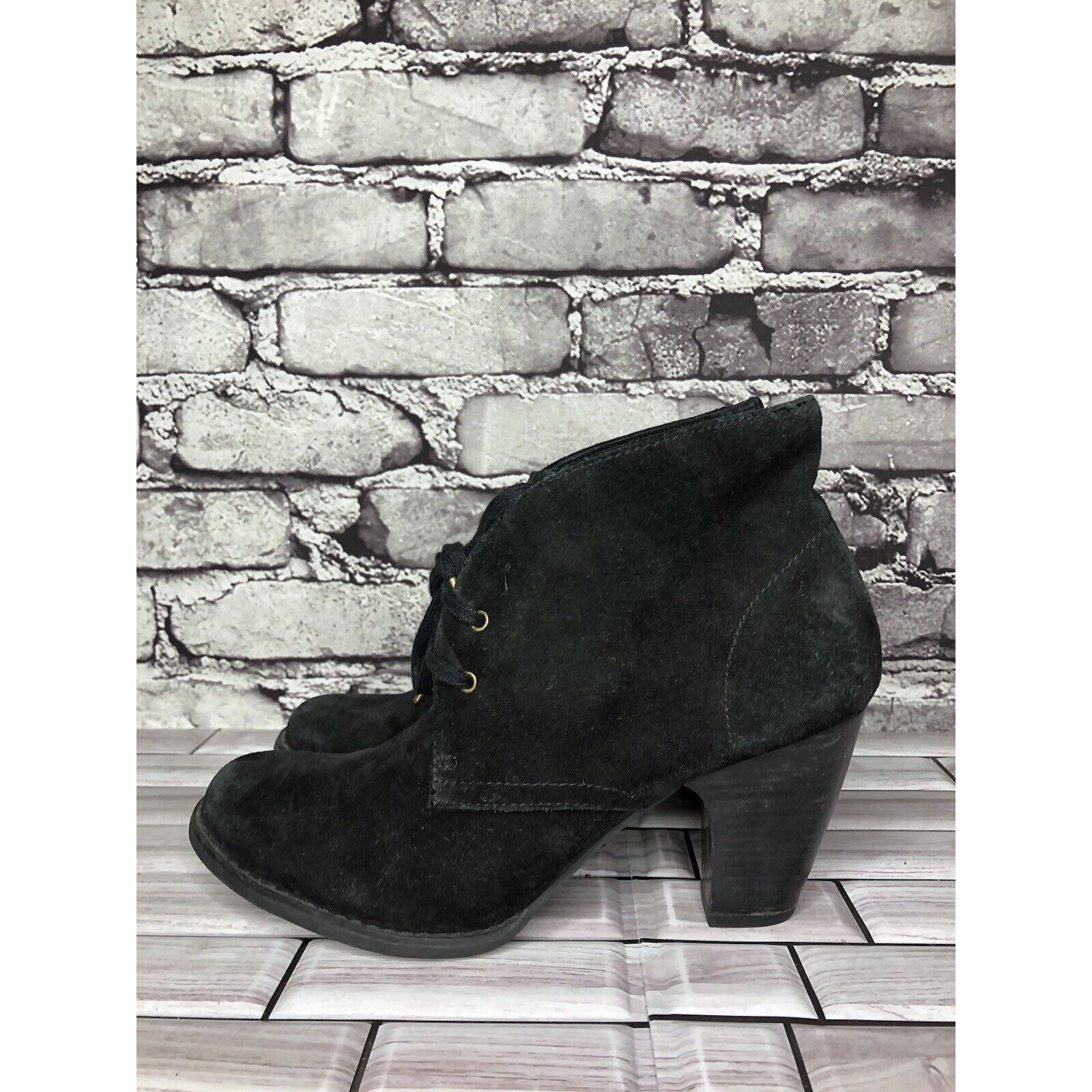 Clarks Indigo Clarks Black Suede Leather Ankle Stacked Heel Booties Size US 8 / IT 38 - 5 Thumbnail