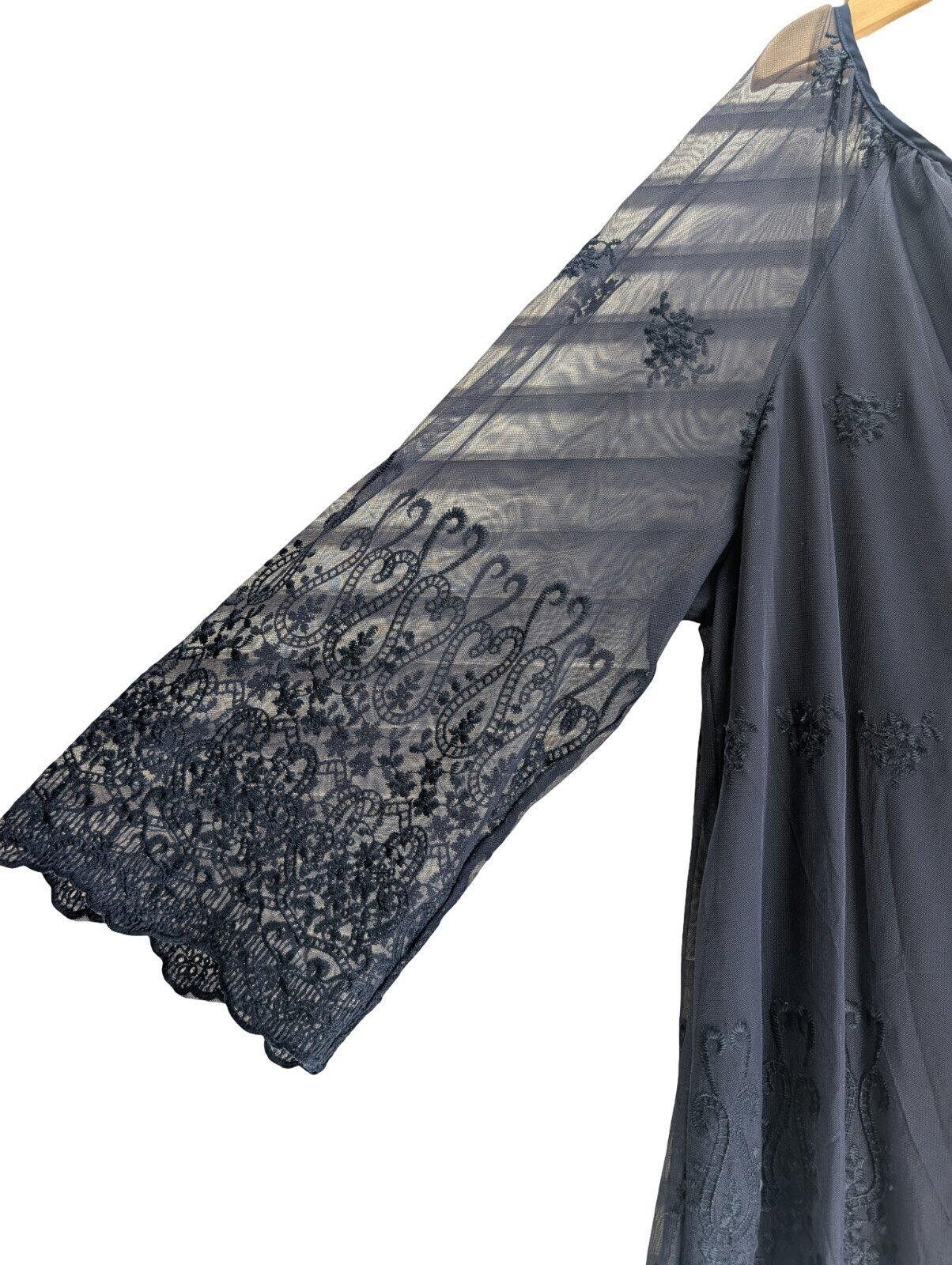 Alyx Alyx Women’s Blouse 2X Navy Sheer Lace Tunic Embroidered Size XXL / US 16-18 / IT 52-54 - 3 Thumbnail