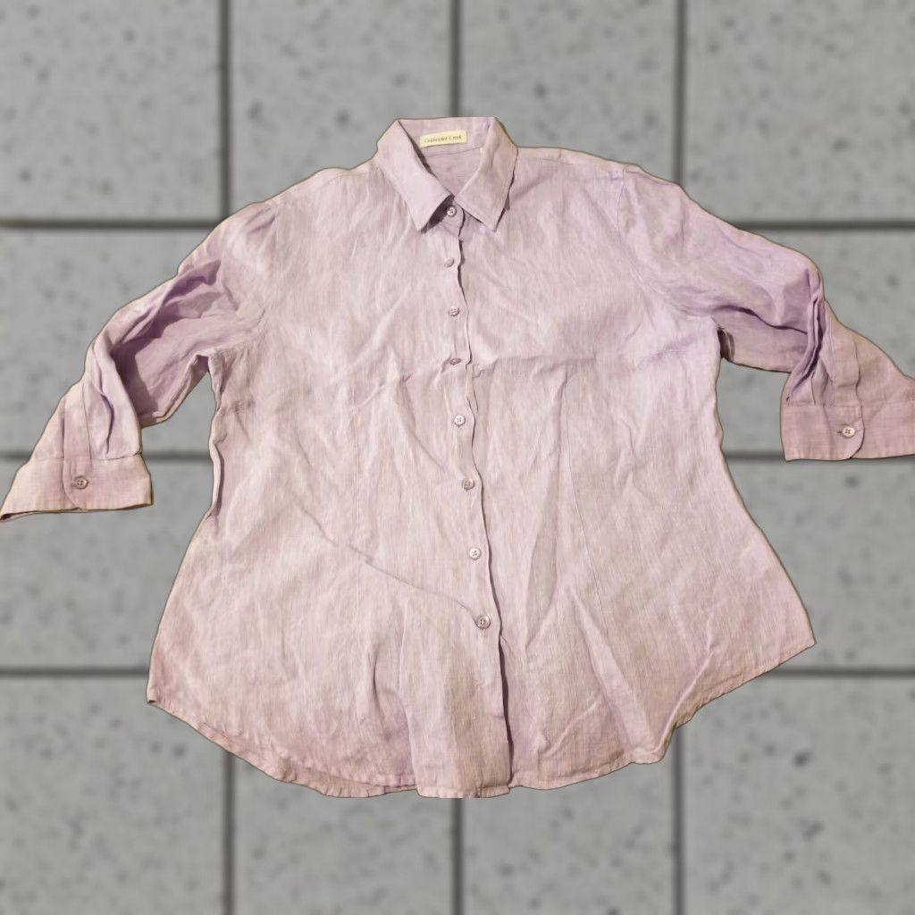 Coldwater Creek VINTAGE Coldwater Creek Blouse Shirt Womens PL Purple Linen Short Dress Size L / US 10 / IT 46 - 1 Thumbnail